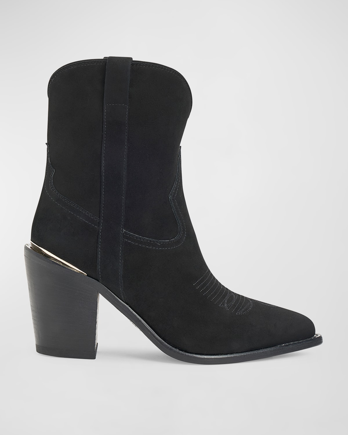 Partlow Leigh Anne Suede Western Ankle Booties In Nero