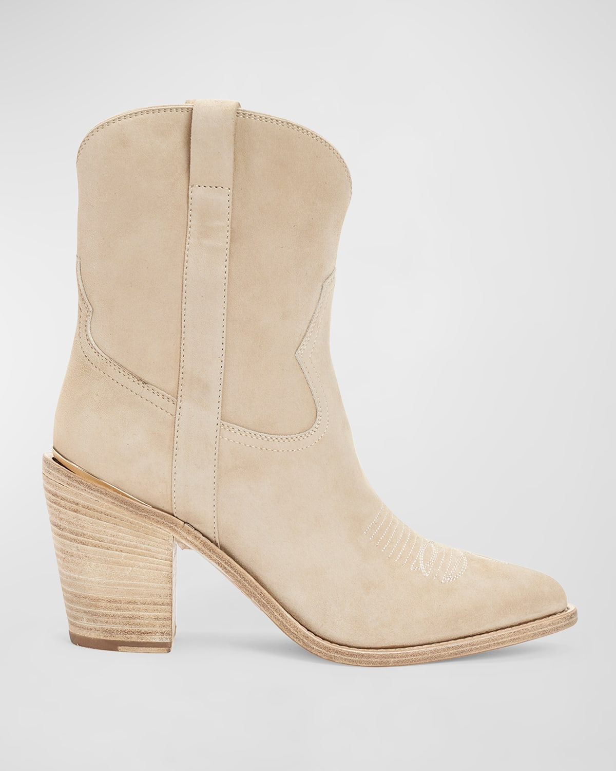Shop Partlow Leigh Anne Suede Western Ankle Booties In Sabbia