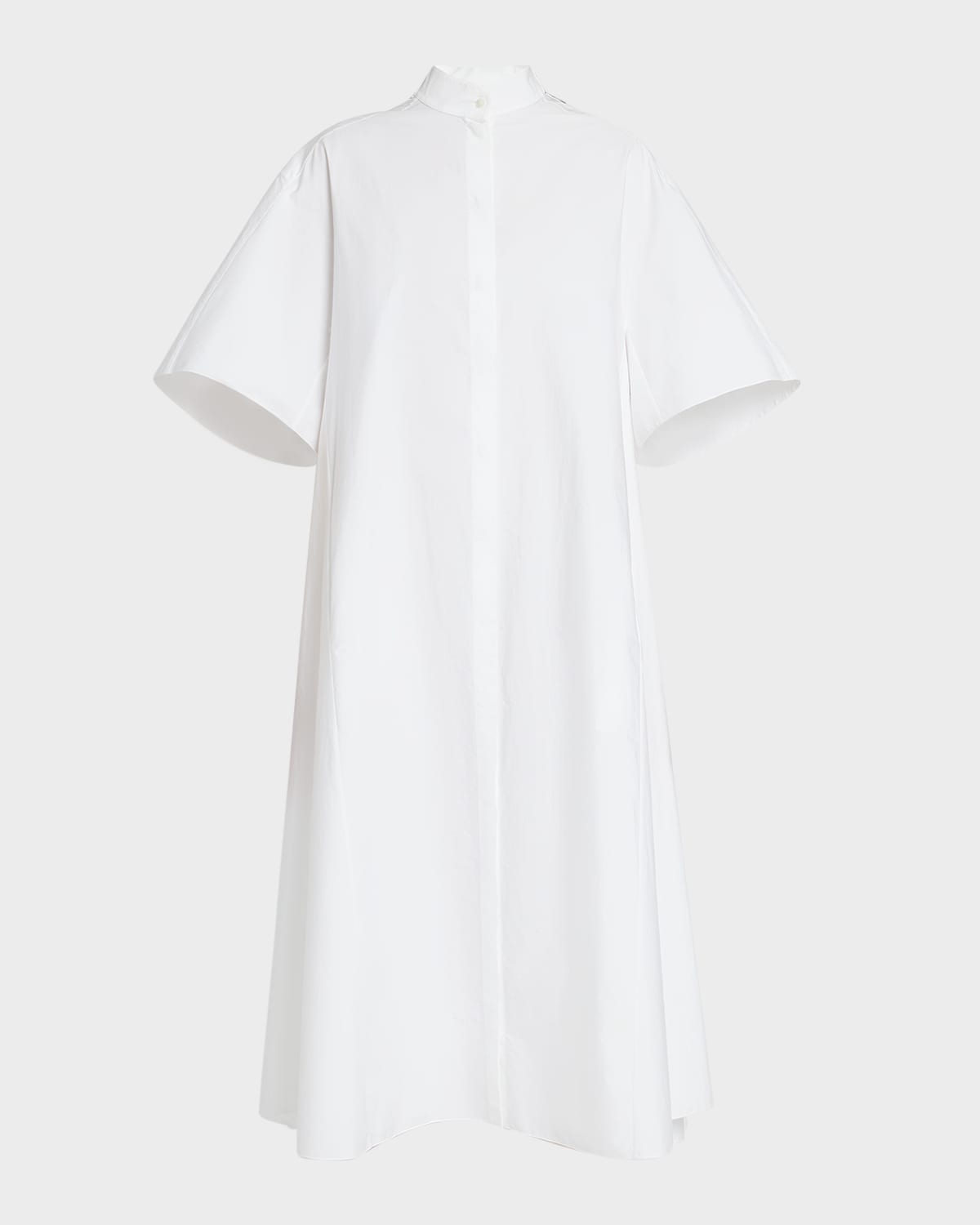 The Row Bredel Short-sleeve Band-collar Cotton Maxi Shirtdress In White