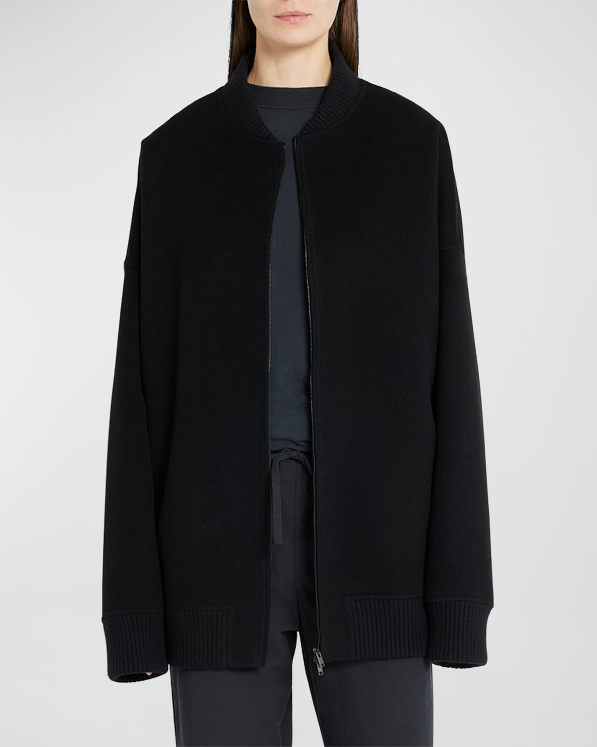 The Row Daxton Cashmere Oversized Bomber Jacket In Black