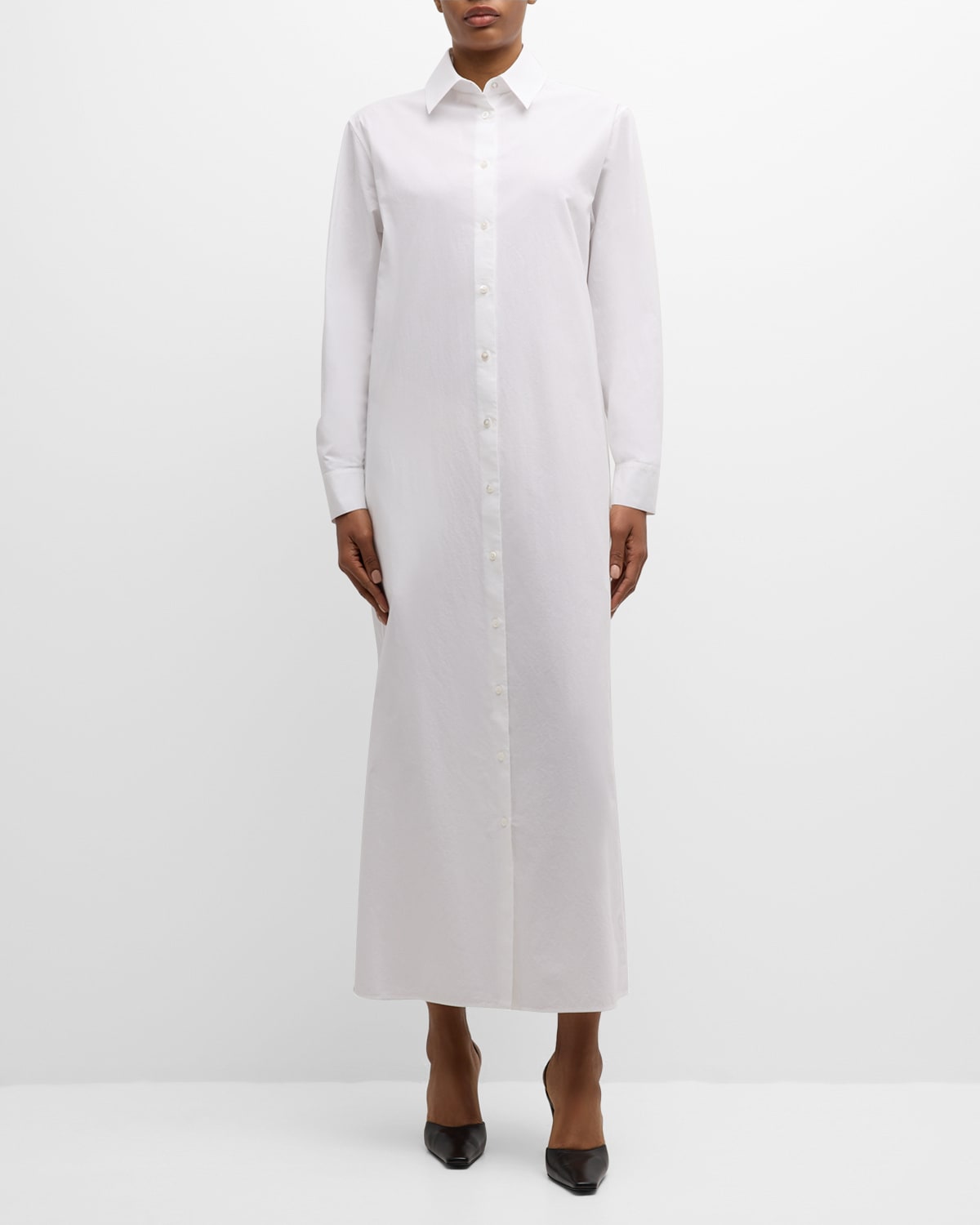 Shop The Row Izumi Long-sleeve Maxi Shirtdress In Off White