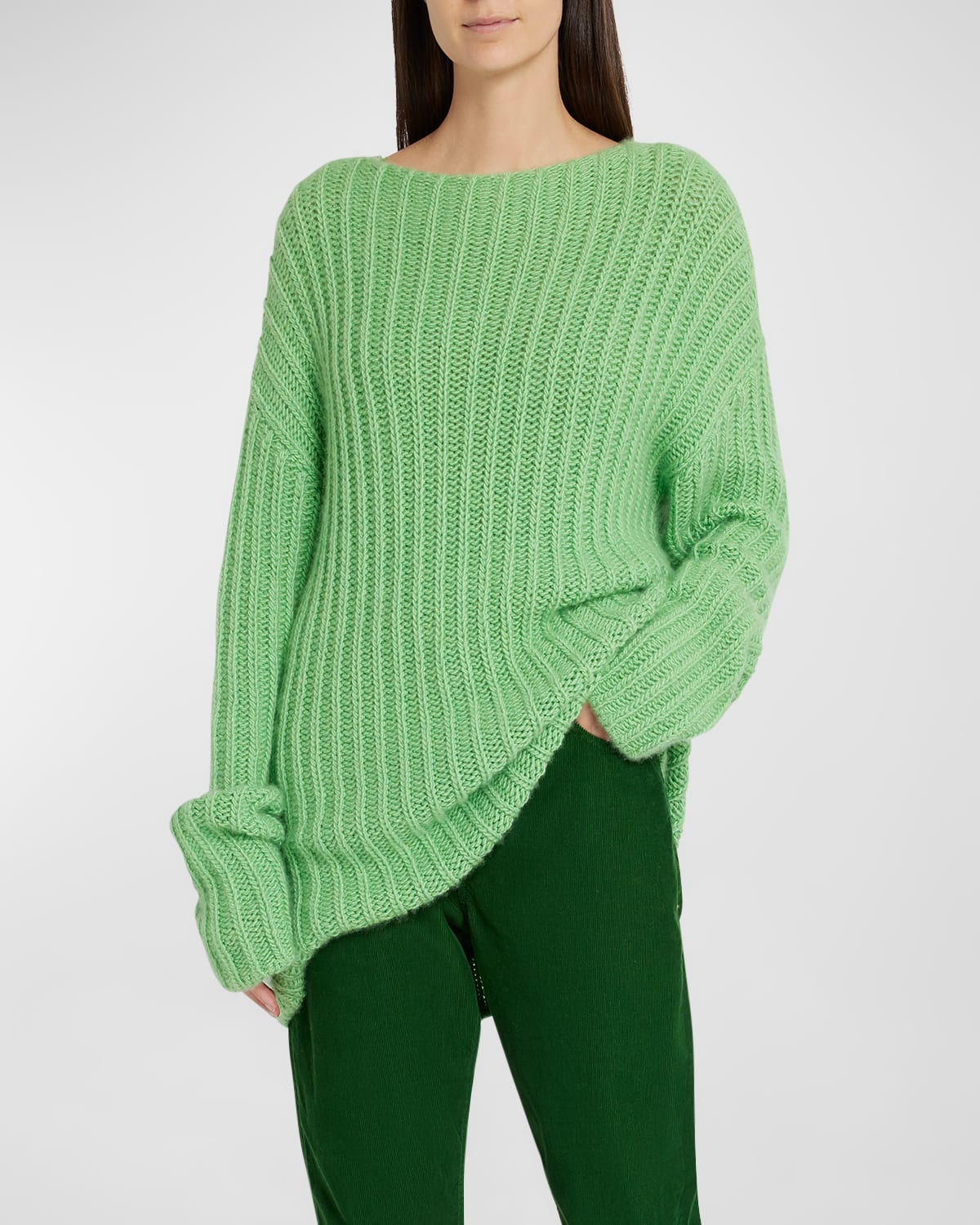 The Row Marnie Crewneck Cashmere Jumper In Green