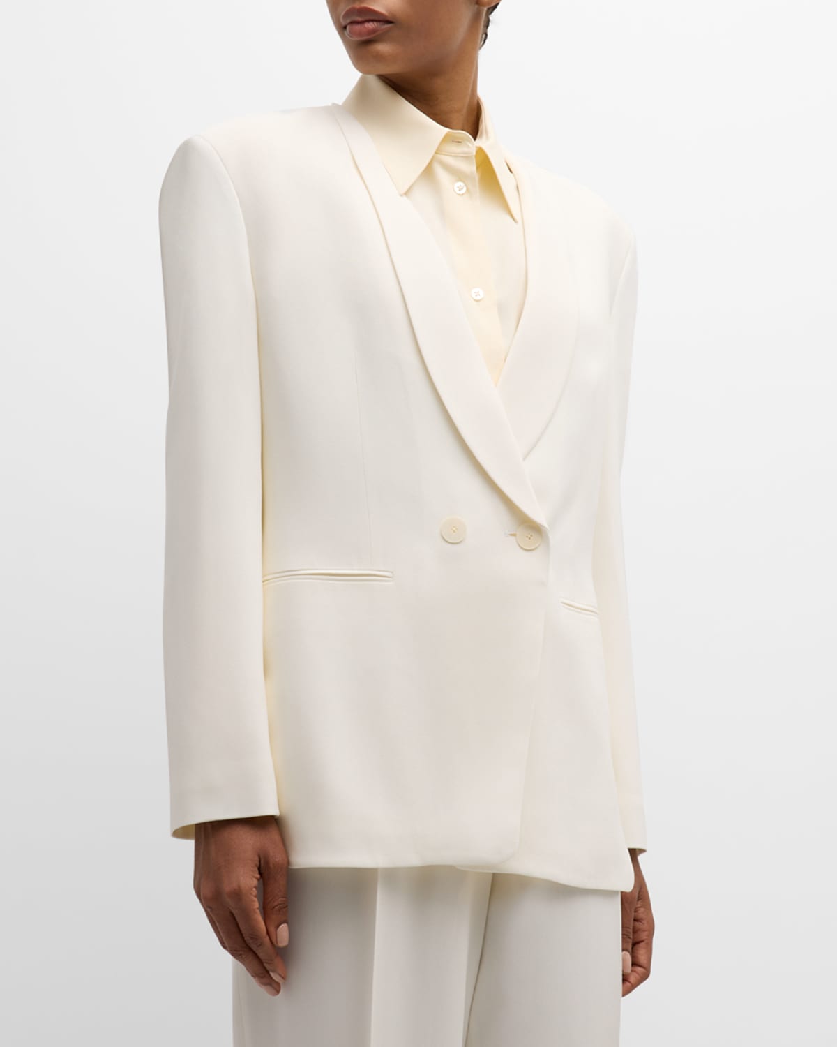 Shop The Row Alda Double-breasted Blazer Jacket In White