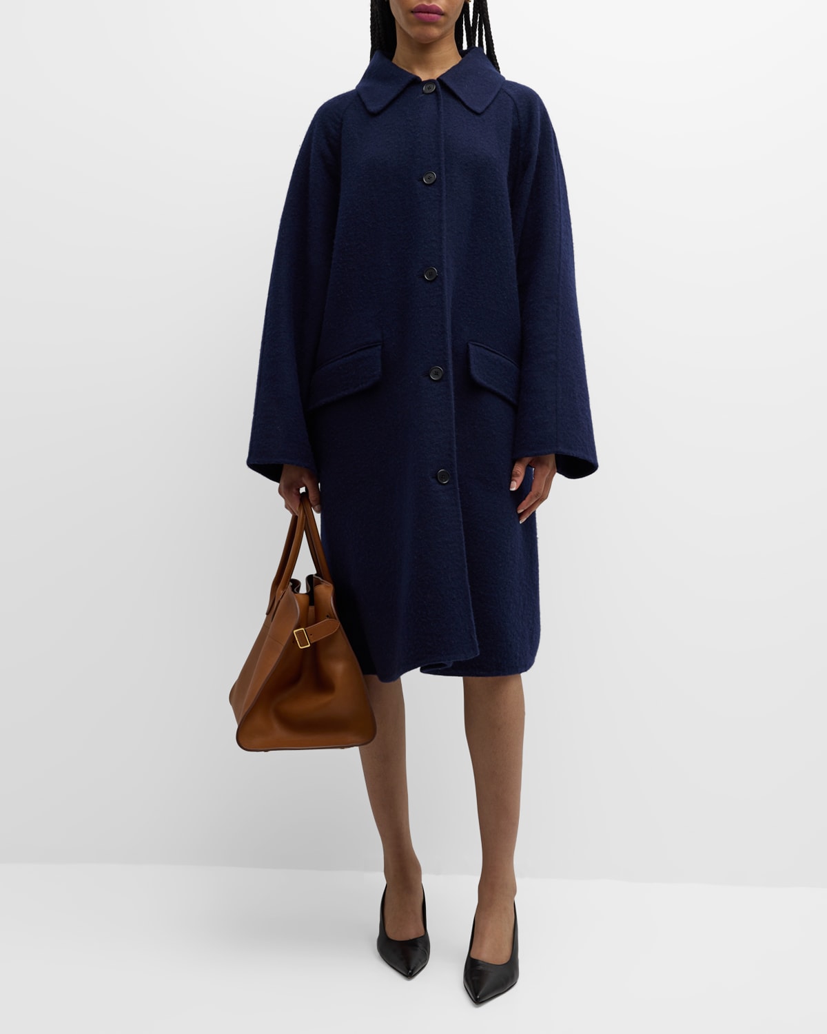 Shop The Row Garthel Single-breasted Cashmere Coat In Dark Navy