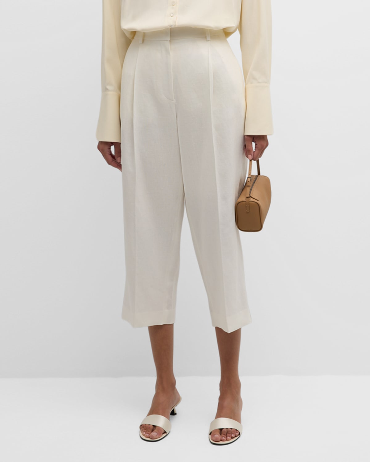 Shop The Row Tonnie High-rise Wide-leg Linen Pants In Off White
