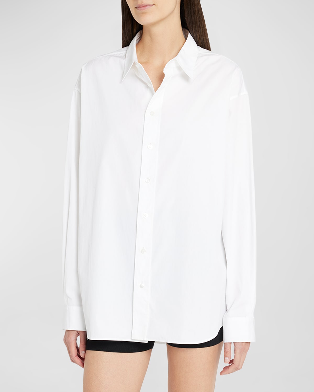 The Row Penna Long-sleeve Collared Cotton Shirt In White