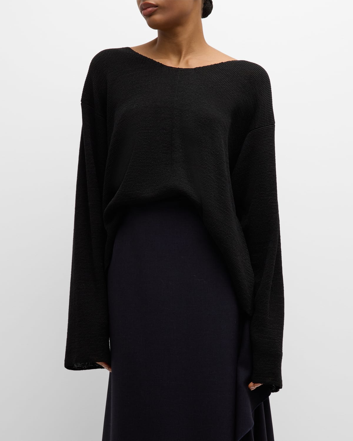 Shop The Row Flo Linen Knit Sweater In Black