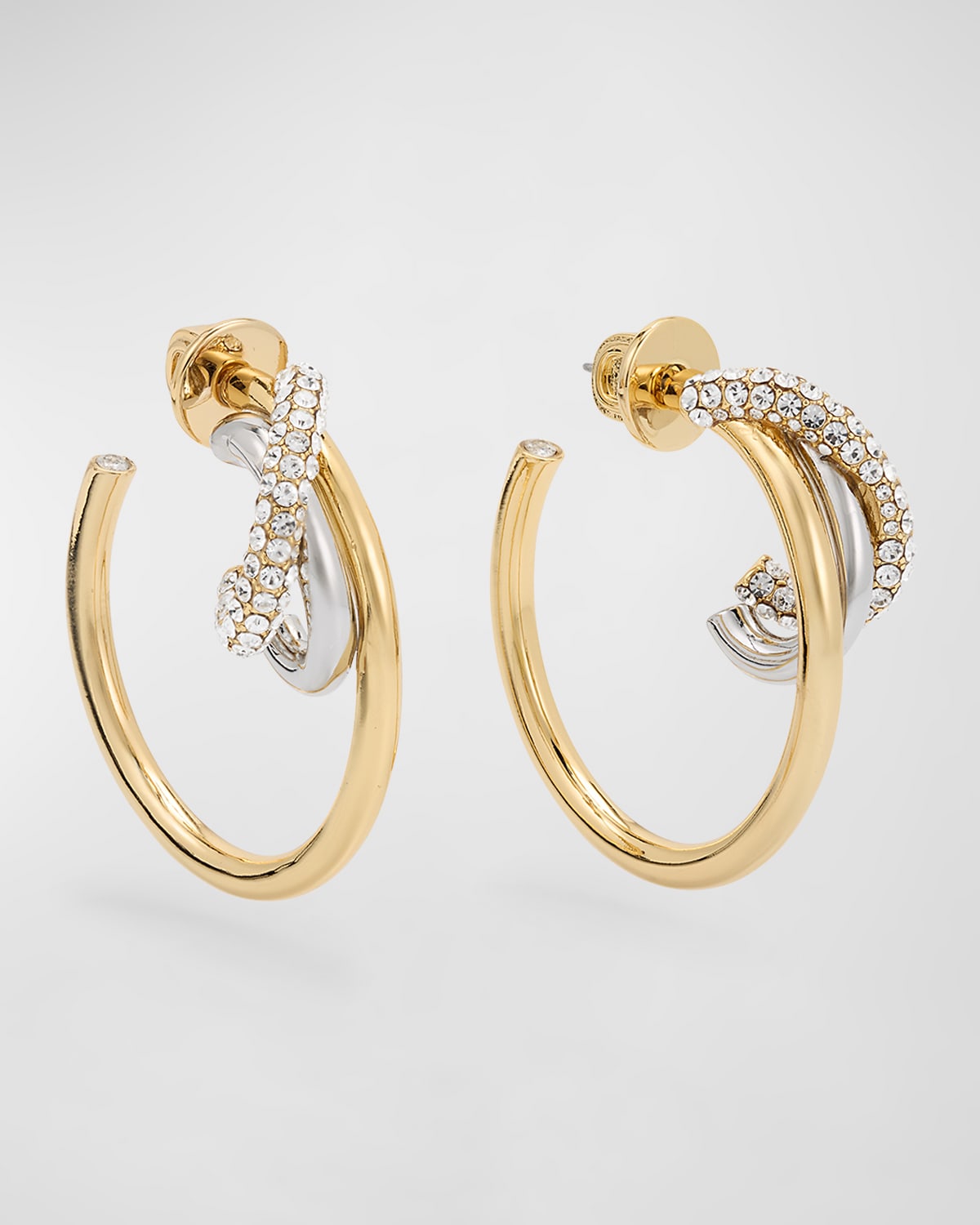 Demarson Blythe Two-tone Crystal Hoop Earrings In Gold