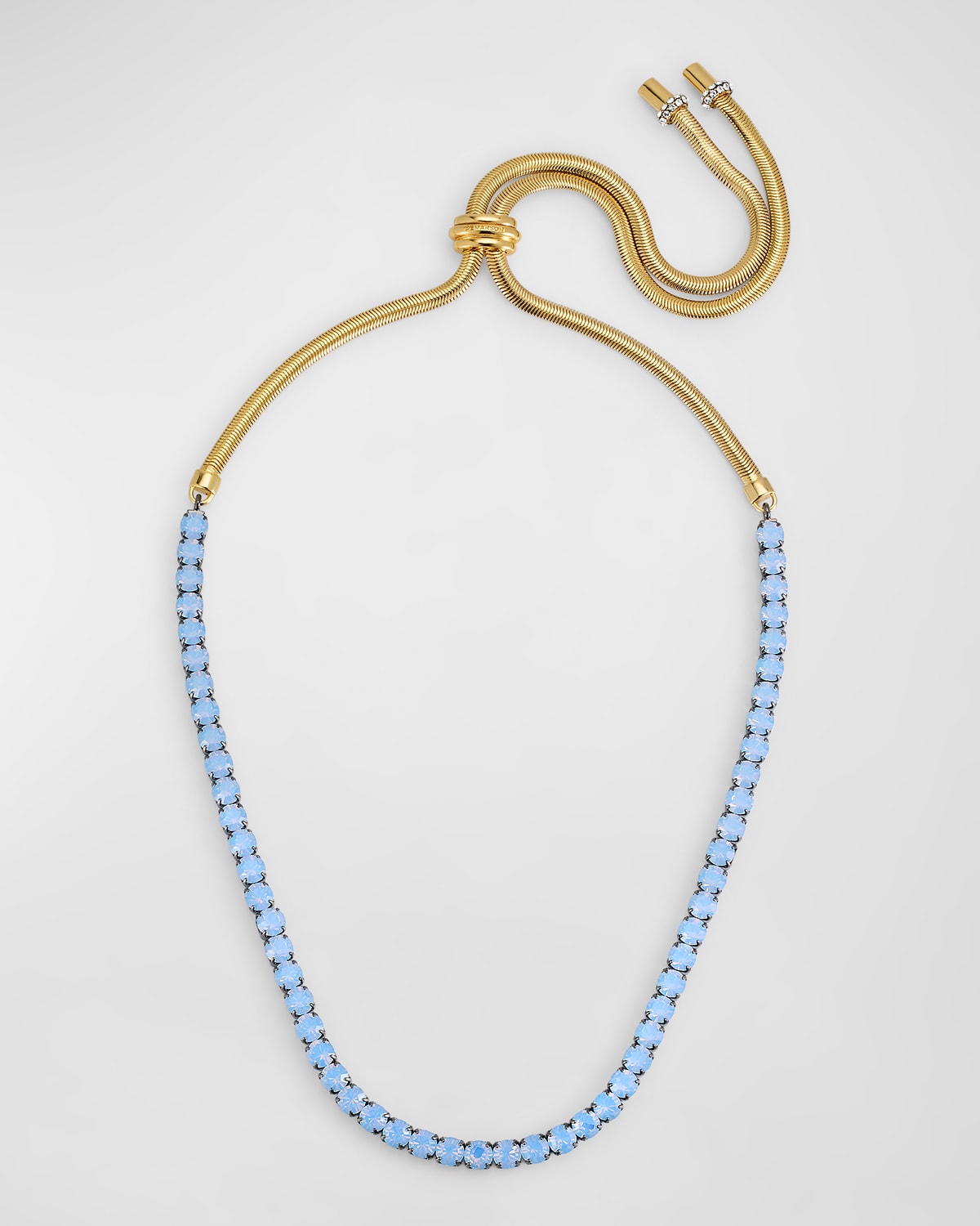 Shop Demarson Lupe Adjustable Slider Crystal Necklace In Gold Blue Opal