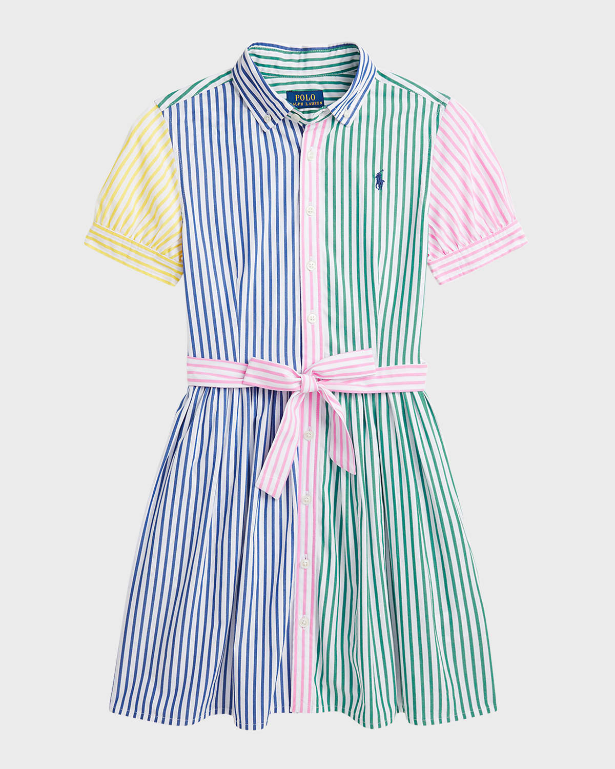 Ralph Lauren Kids' Girl's Carlow Multi-stripe Cotton Shirtdress