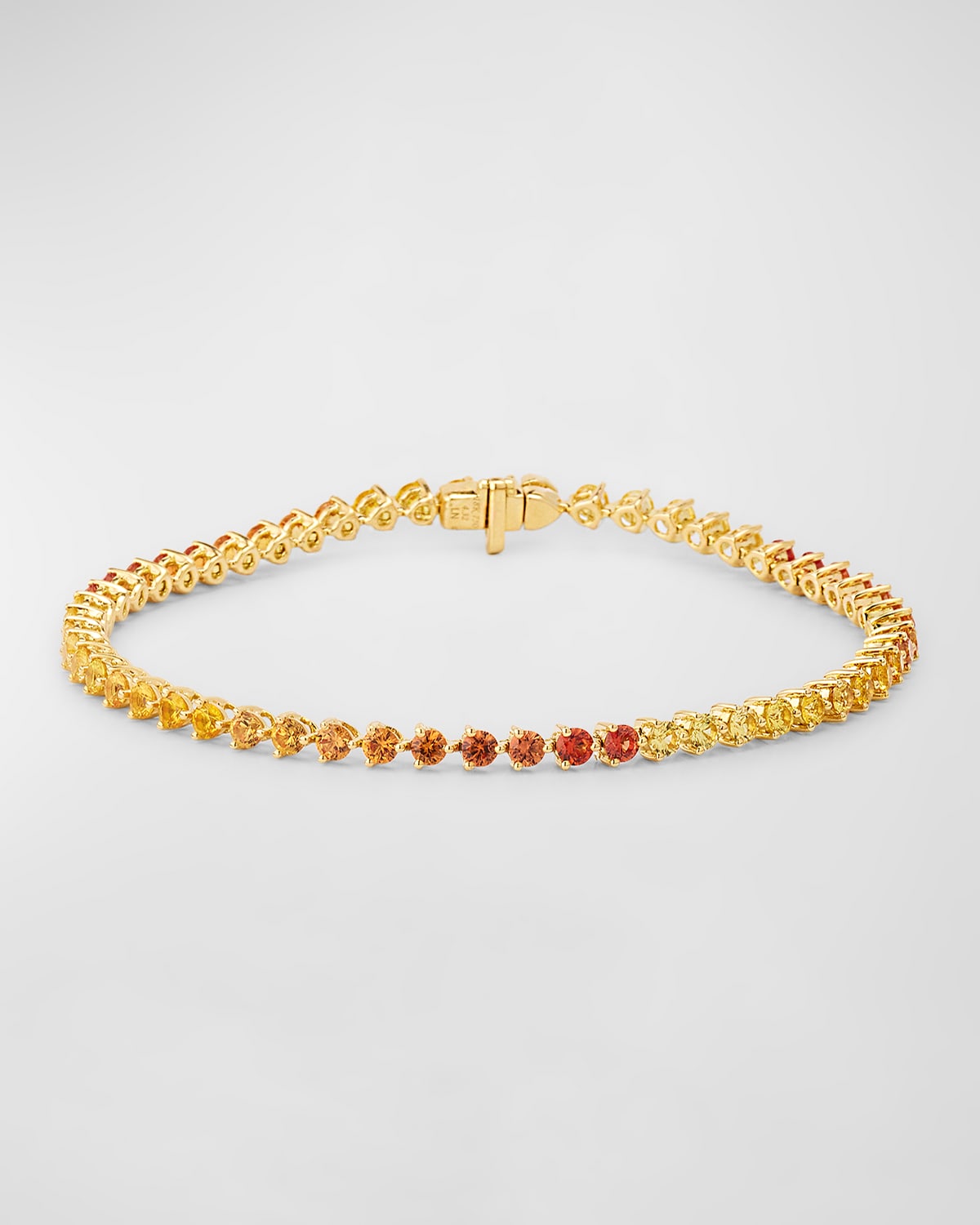 18K Yellow Gold Red to Yellow Sapphire Line Bracelet