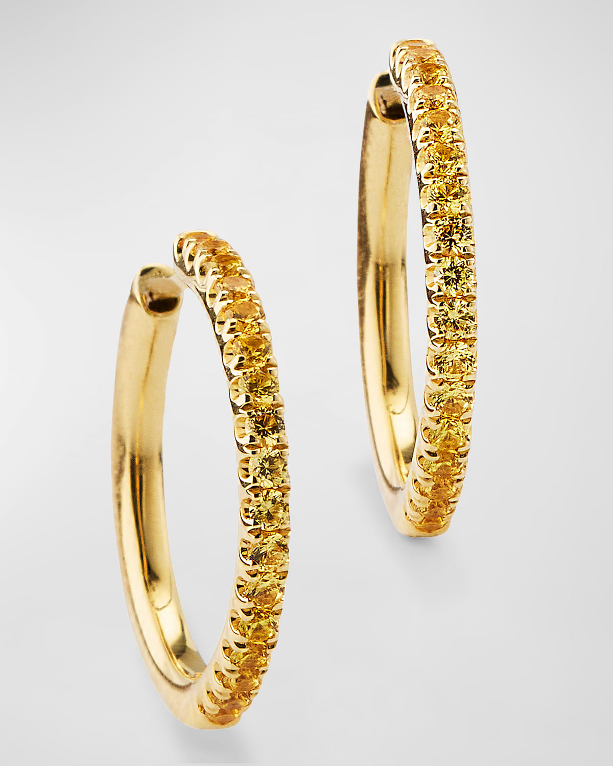 Rainbow 18K Yellow Gold Ombre Petite Yellow Sapphire Hoop Earrings