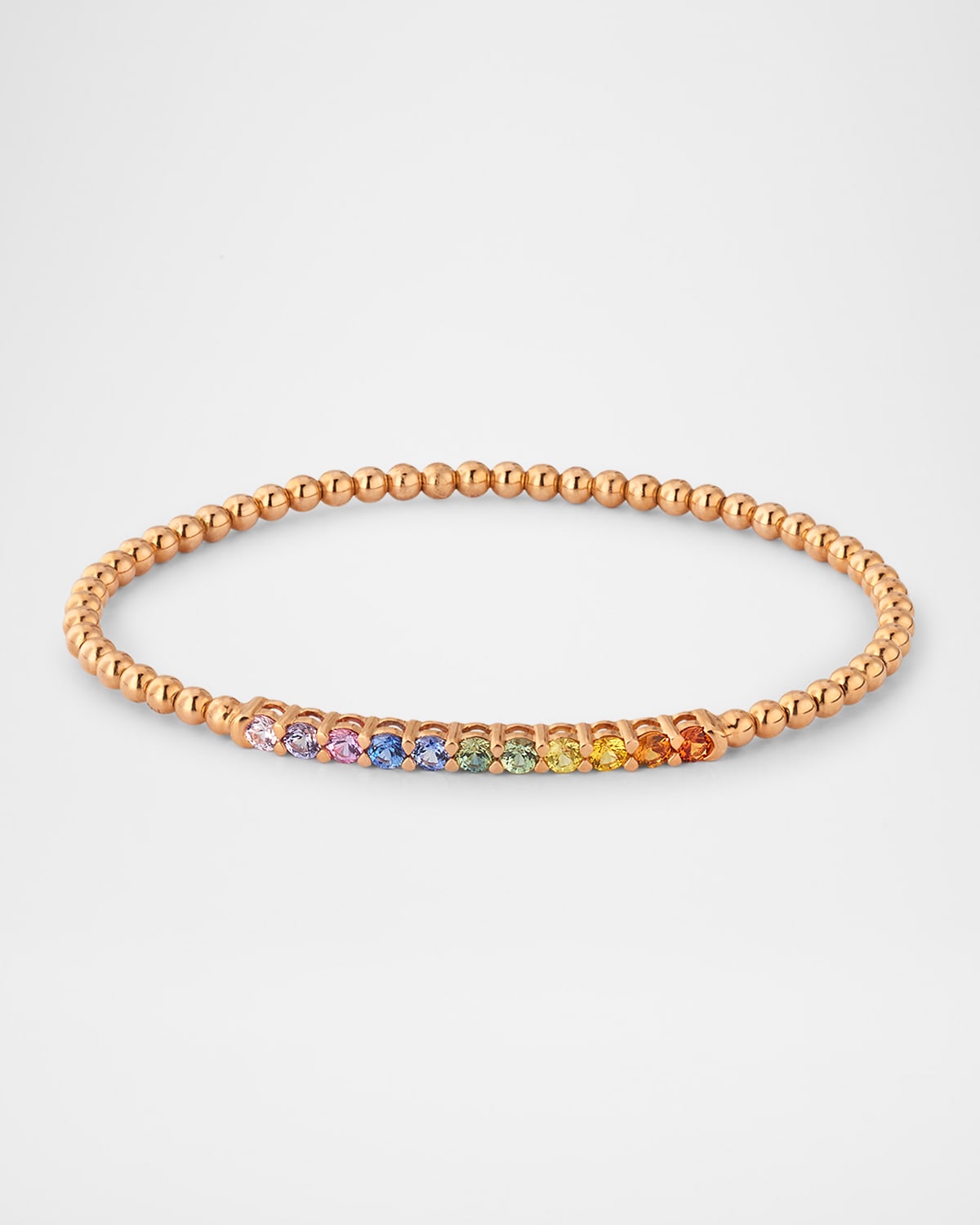 Rainbow 18K Rose Gold Sapphire Stretch Bracelet