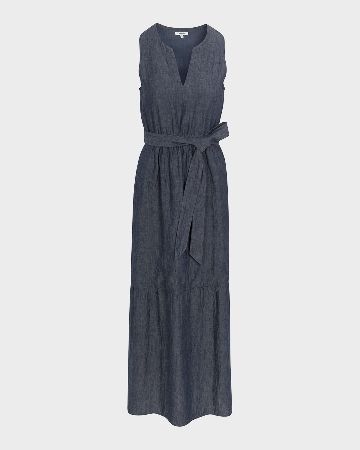 SPLENDID STELLA SLEEVELESS TIE-BELT LINEN MAXI DRESS