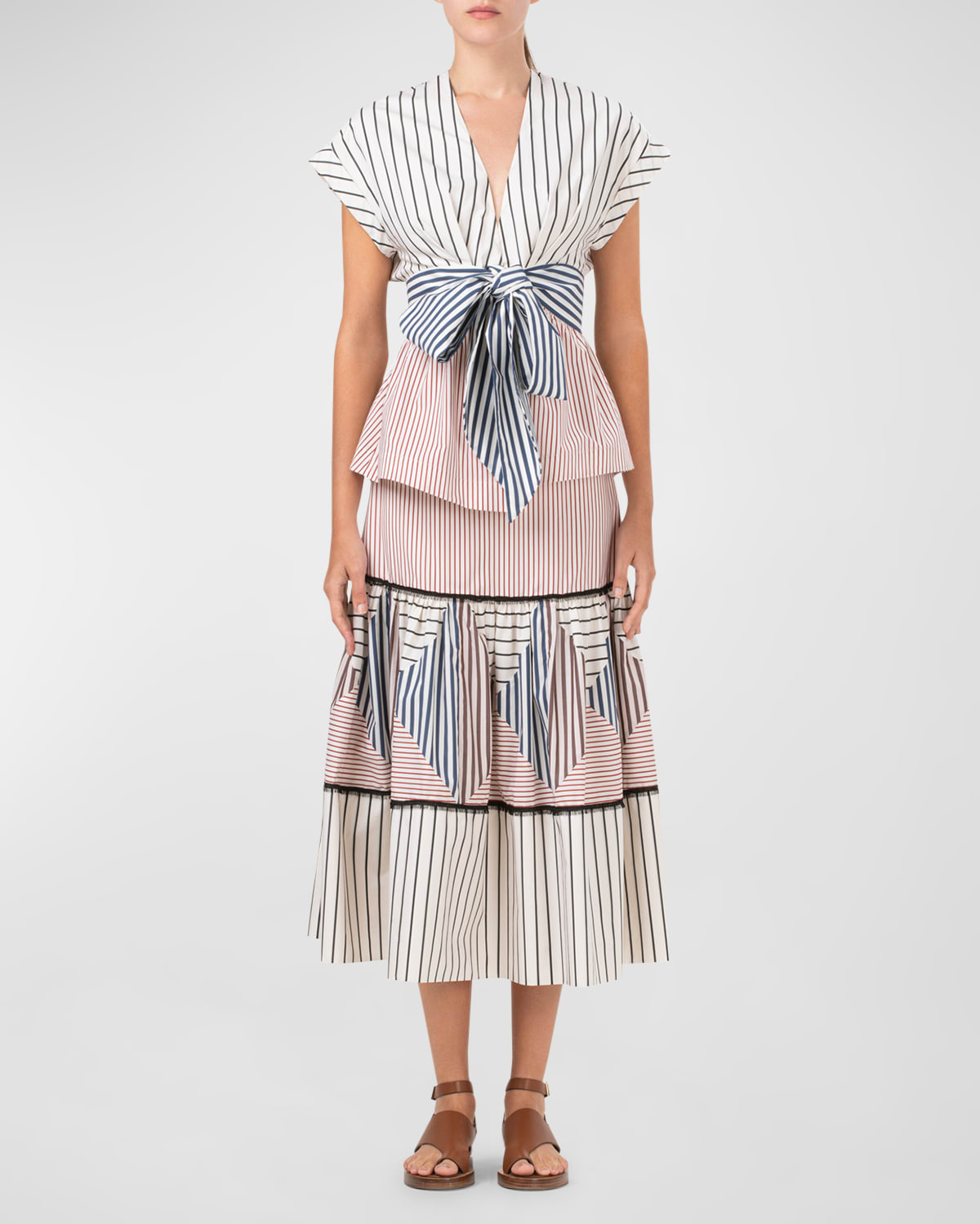 Guillermina Tiered Stripe Maxi Skirt