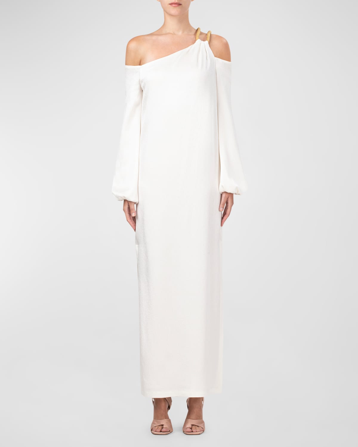 Shop Silvia Tcherassi Ada One-shoulder Maxi Dress With Rope Detail In White
