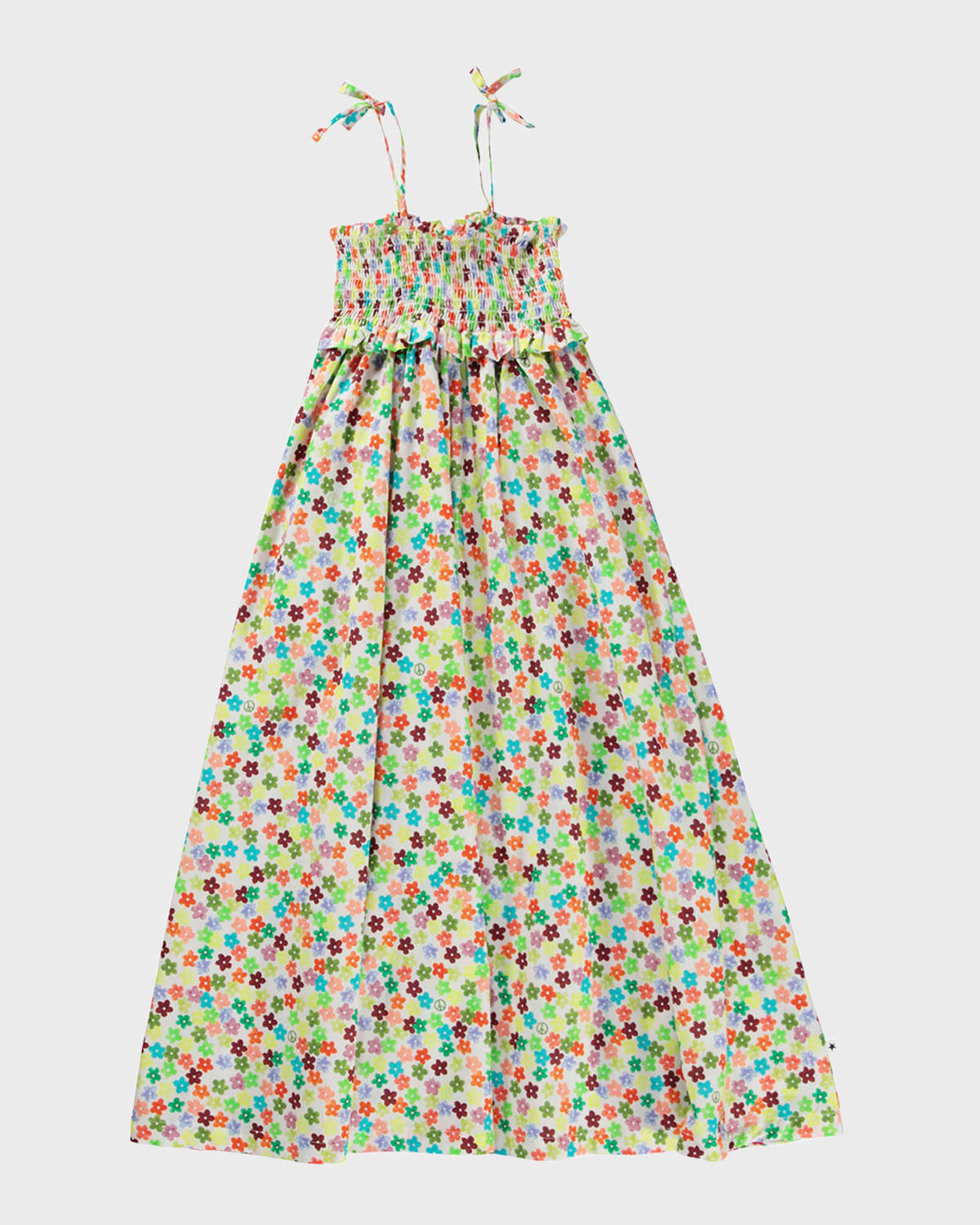 Shop Molo Girl's Chrystal Floral Smocked Dress In Flower Petit