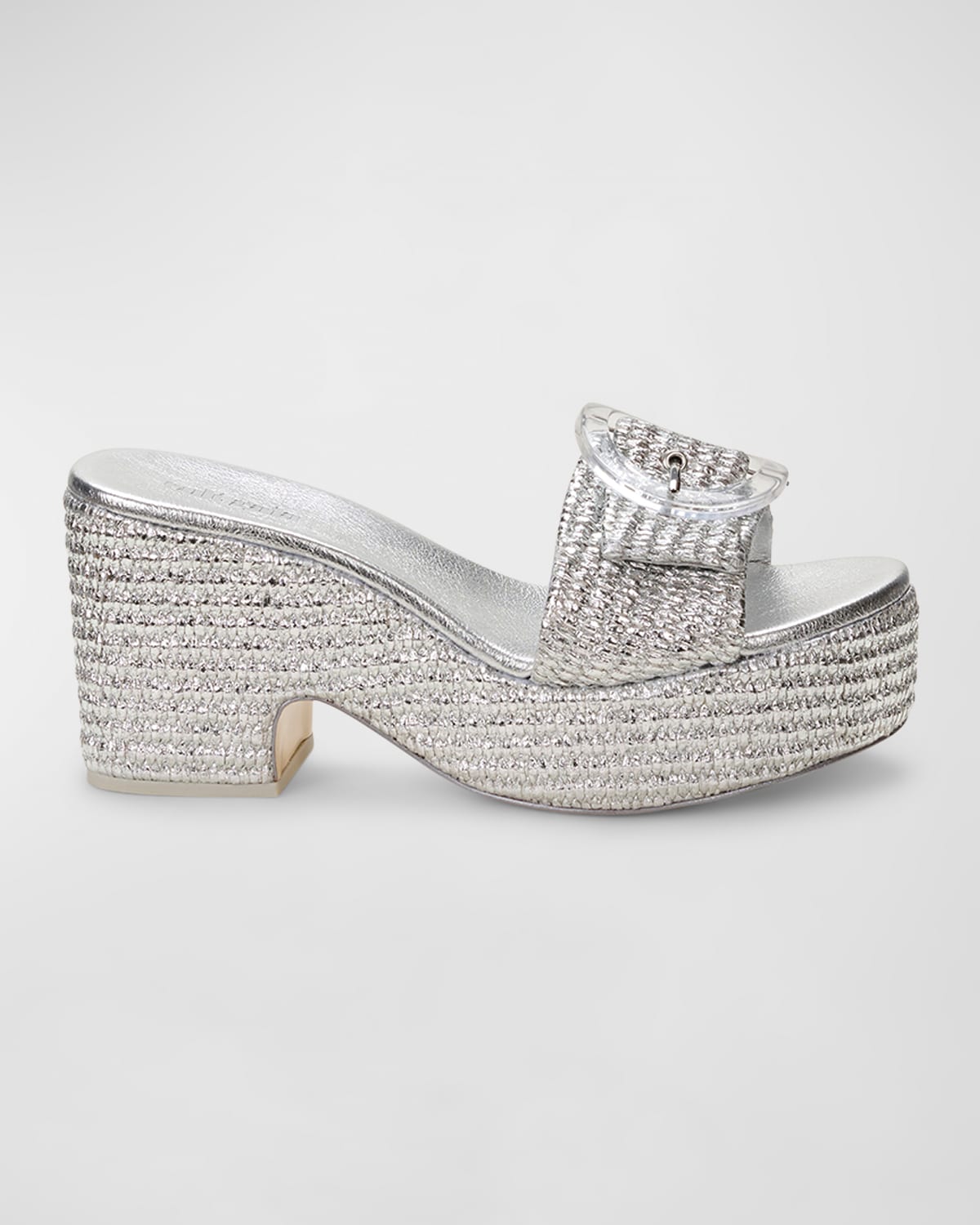 Shop Cult Gaia Cleia Metallic Buckle Platform Sandals In Silver