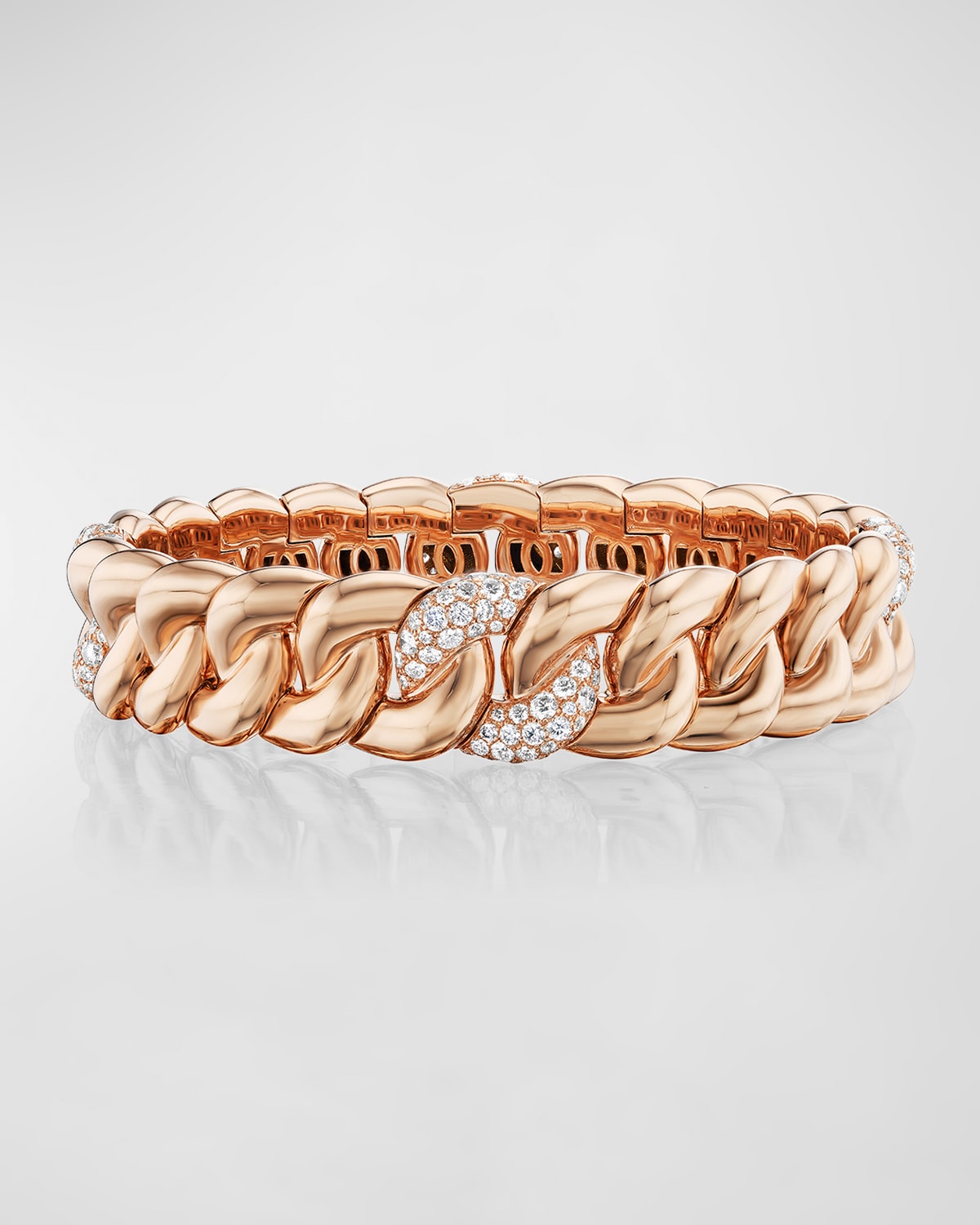 18K Rose Gold Diamond Chain Link Bracelet