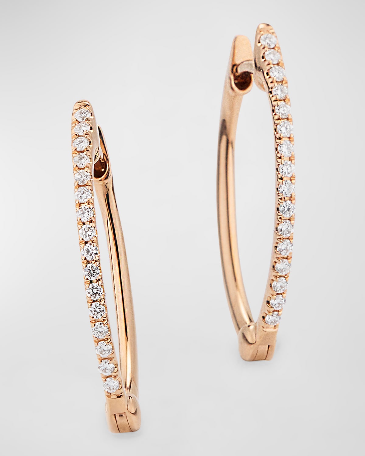 18K Rose Gold Mini Hoop Earrings with Diamonds