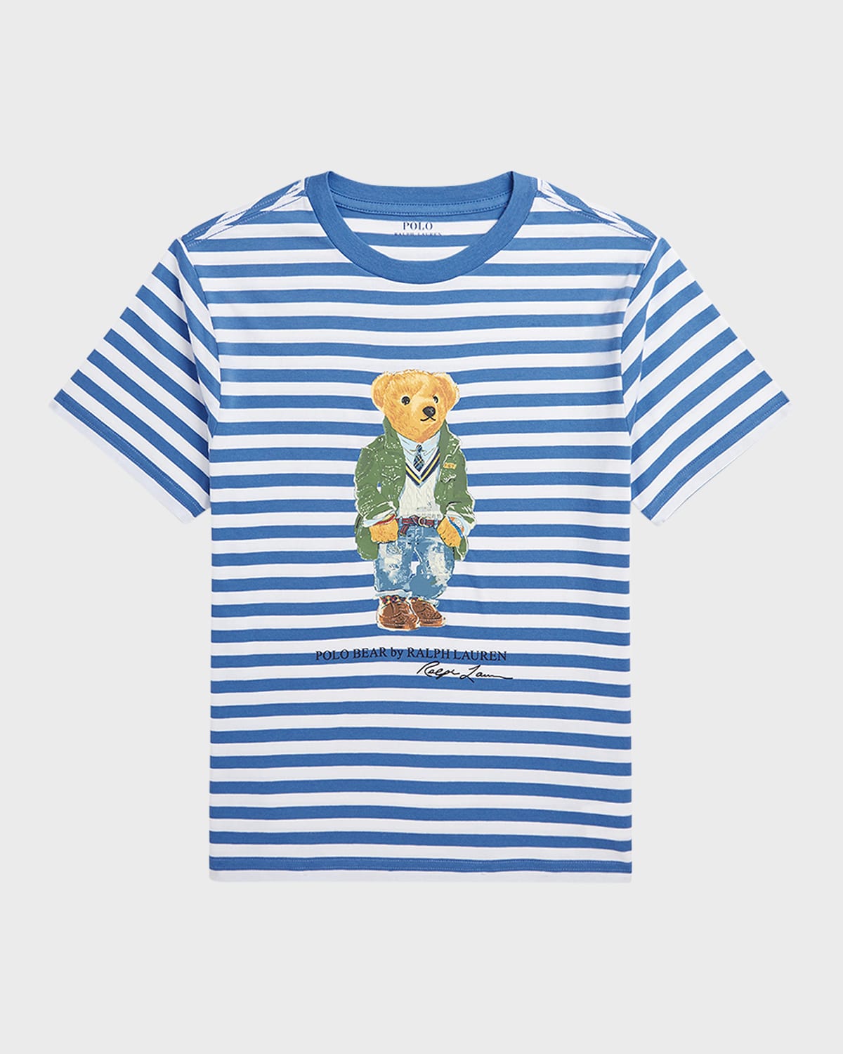 Ralph Lauren Kids' Boy's Striped Bear Jersey T-shirt In Paris Bear