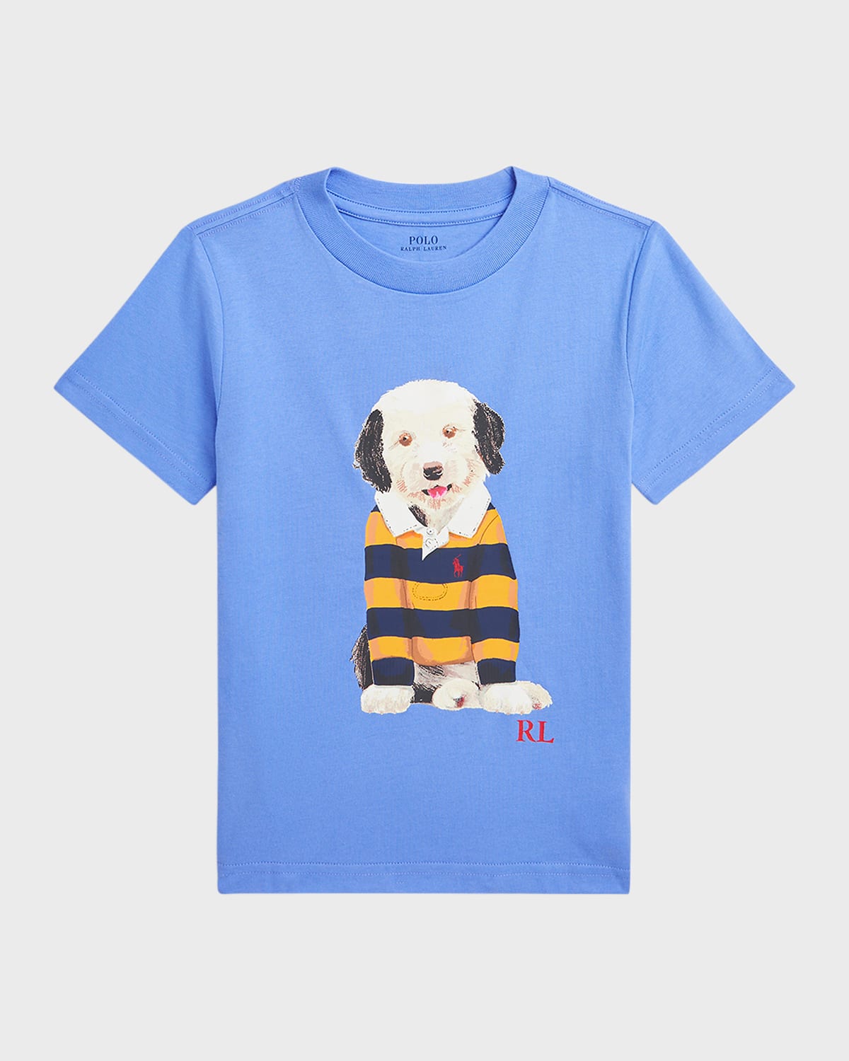 Ralph Lauren Kids' Boy's Dog Printed Short-sleeve Jersey T-shirt In Harbor Island Blu