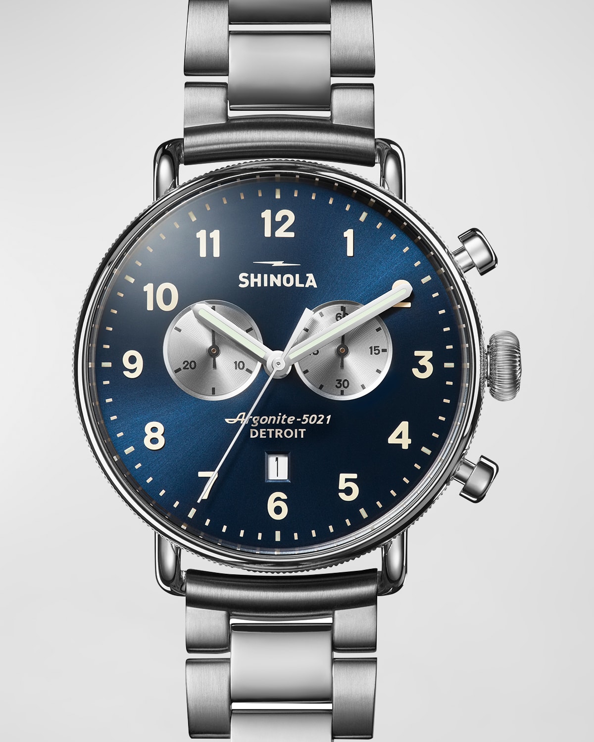 Shop Shinola Men's Canfield Chrono Bracelet Watch, 43mm In Midnight Blue