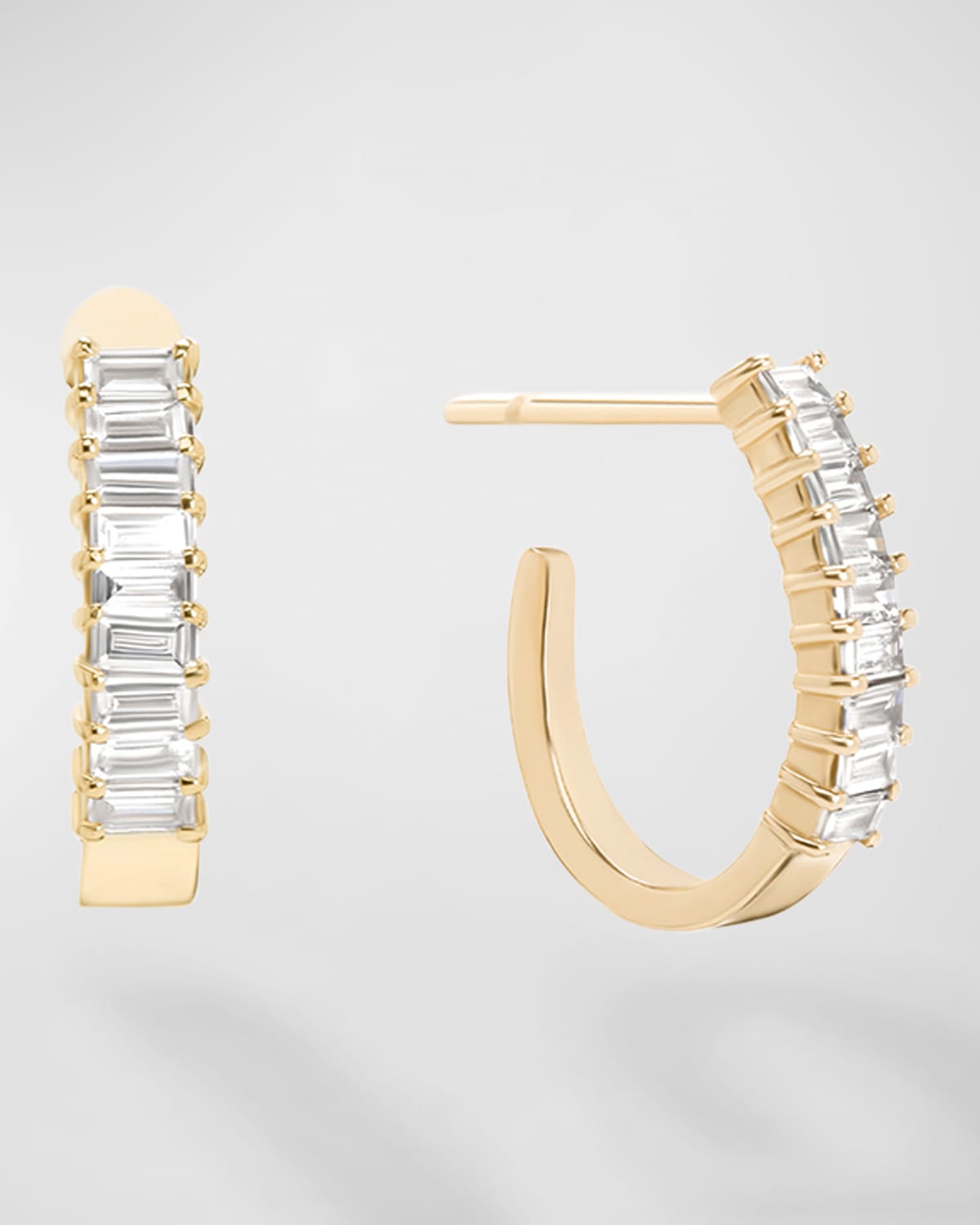 Lana 14k Gold Baguette Diamond Huggie Earrings, 0.5 Tcw