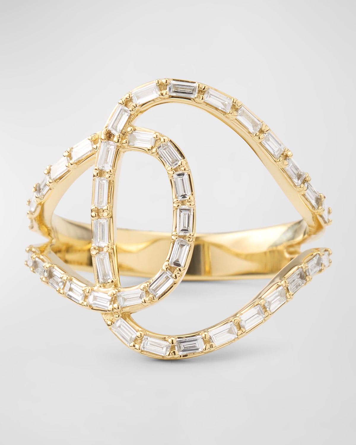 14K Gold Baguette Diamond Illuminating Ring