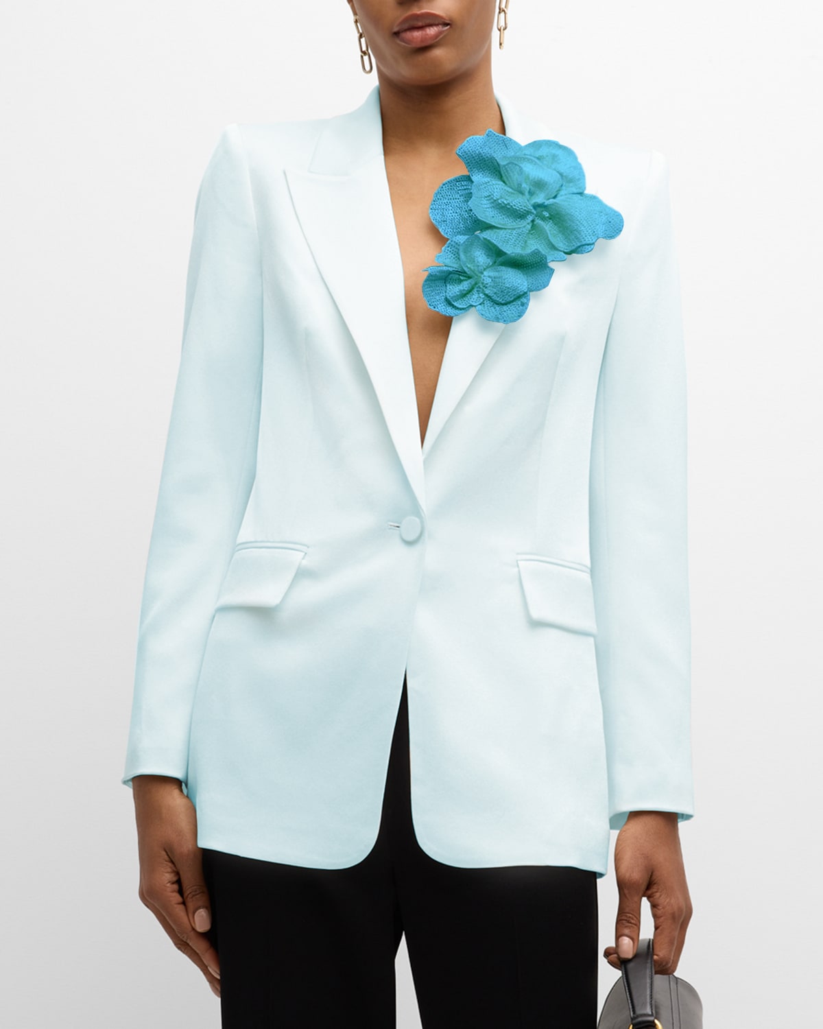 Jamie Sequin Flower-Embellished Satin Jacket