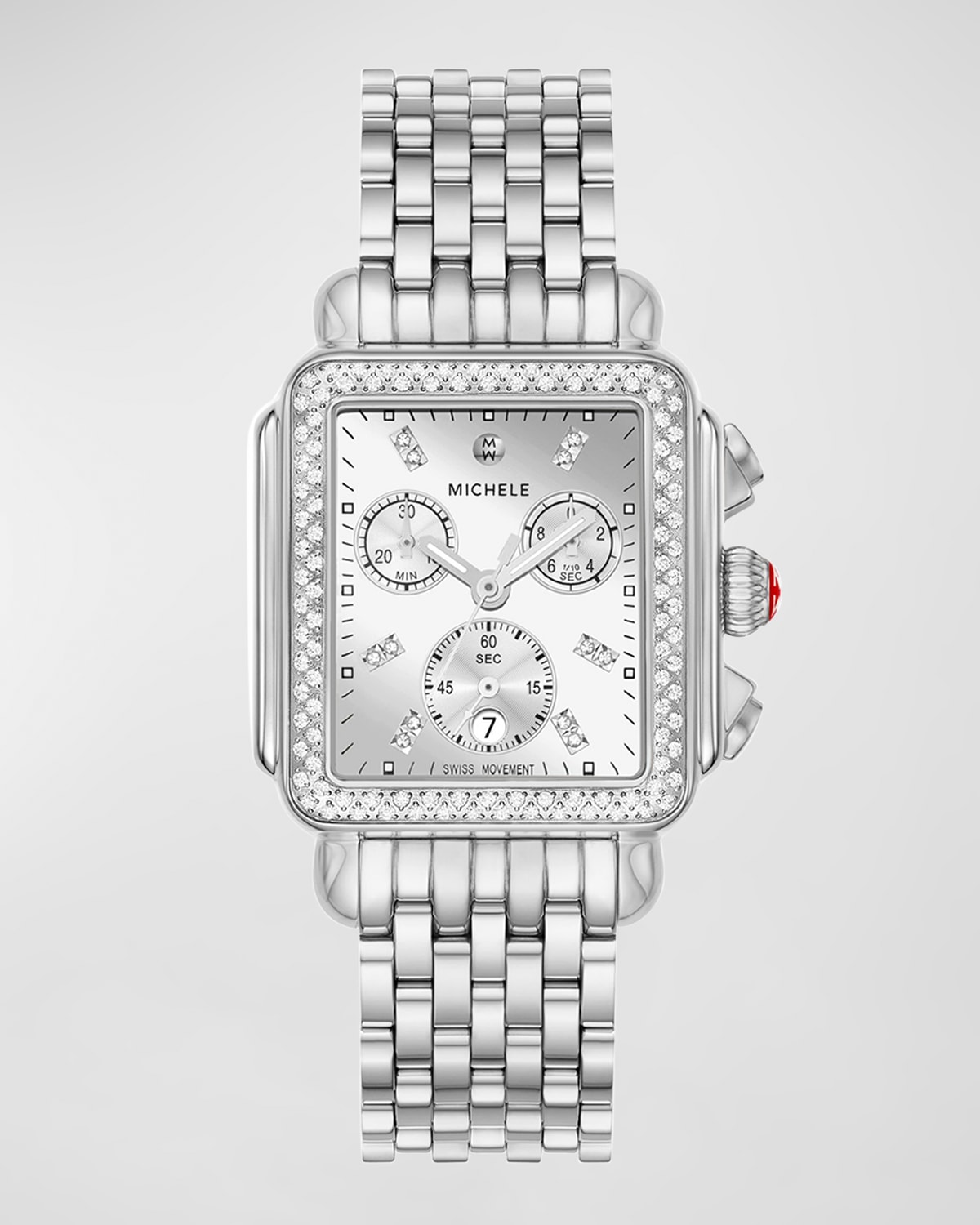 Michele Deco High Shine Chronograph Silver Dial Stainless Steel Women's Watch Mww06a000804