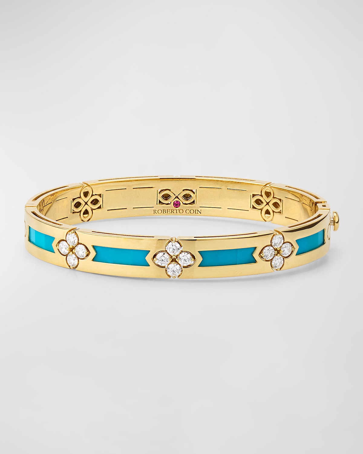 18K Yellow Gold Diamond and Turquoise Bracelet