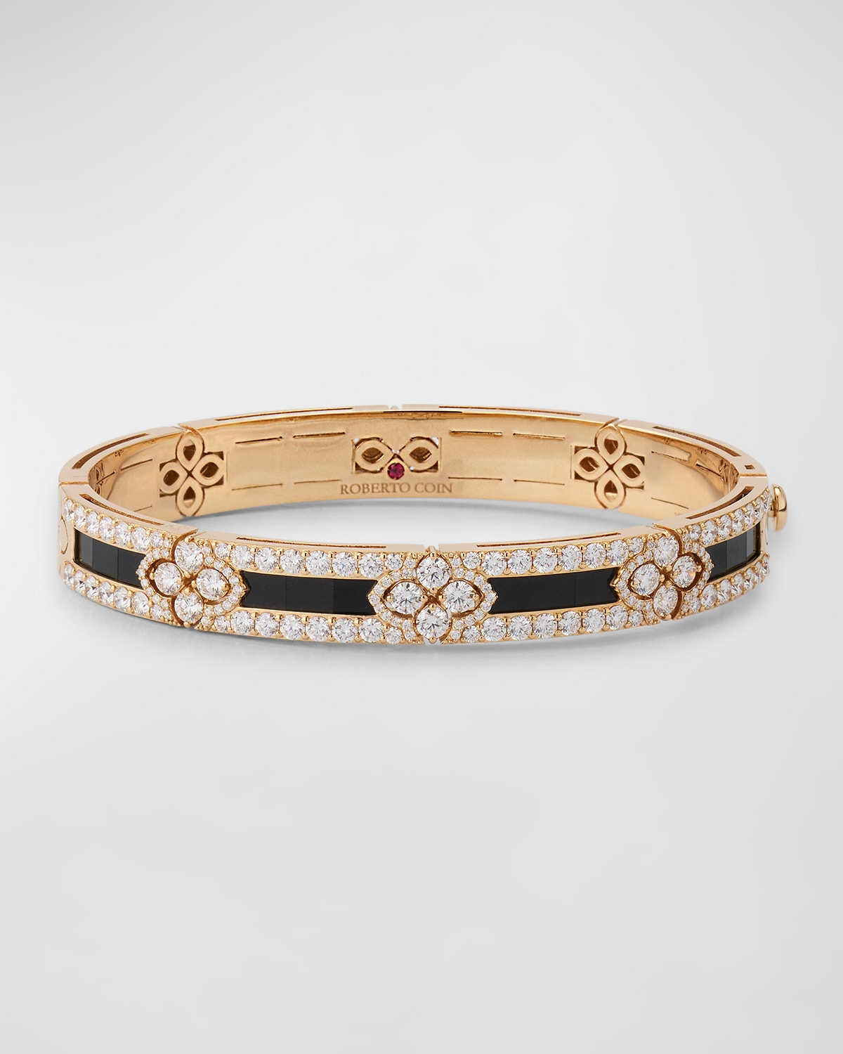 Roberto Coin 18K Rose Gold Black Jade Bracelet with Diamond Edge