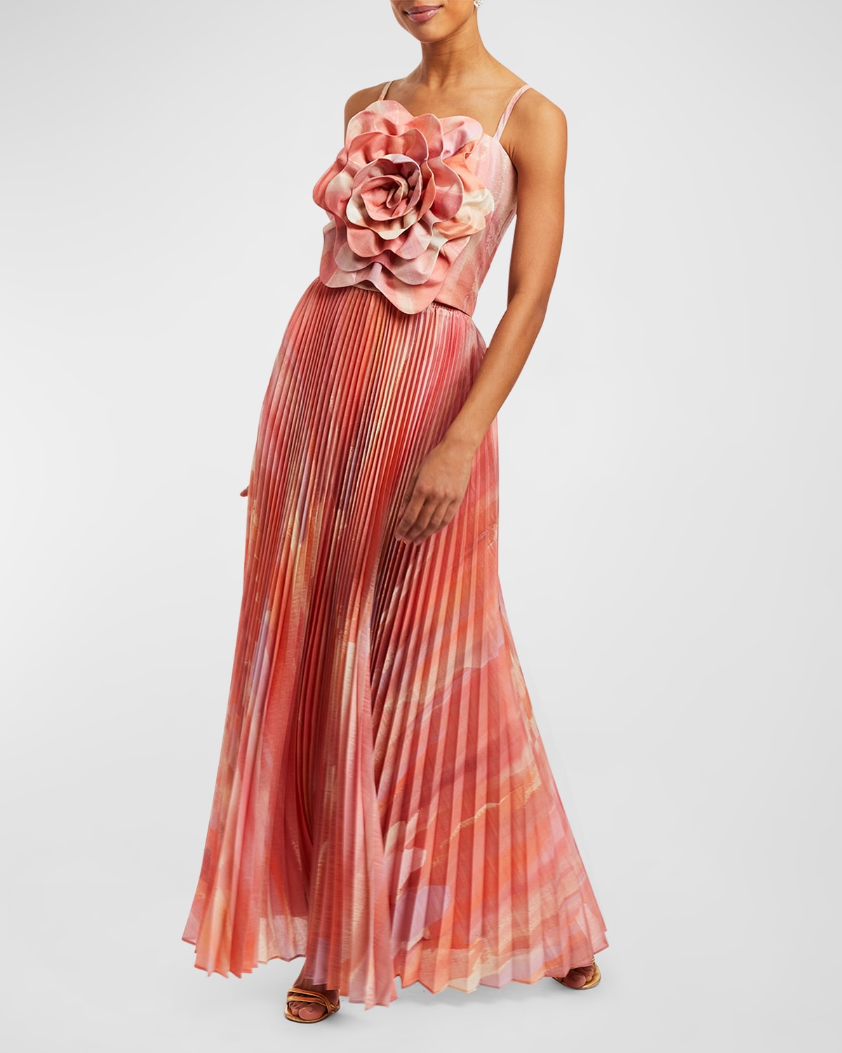 Mestiza New York Dominique Pleated A-line Convertible Gown In Sherbert Ombre