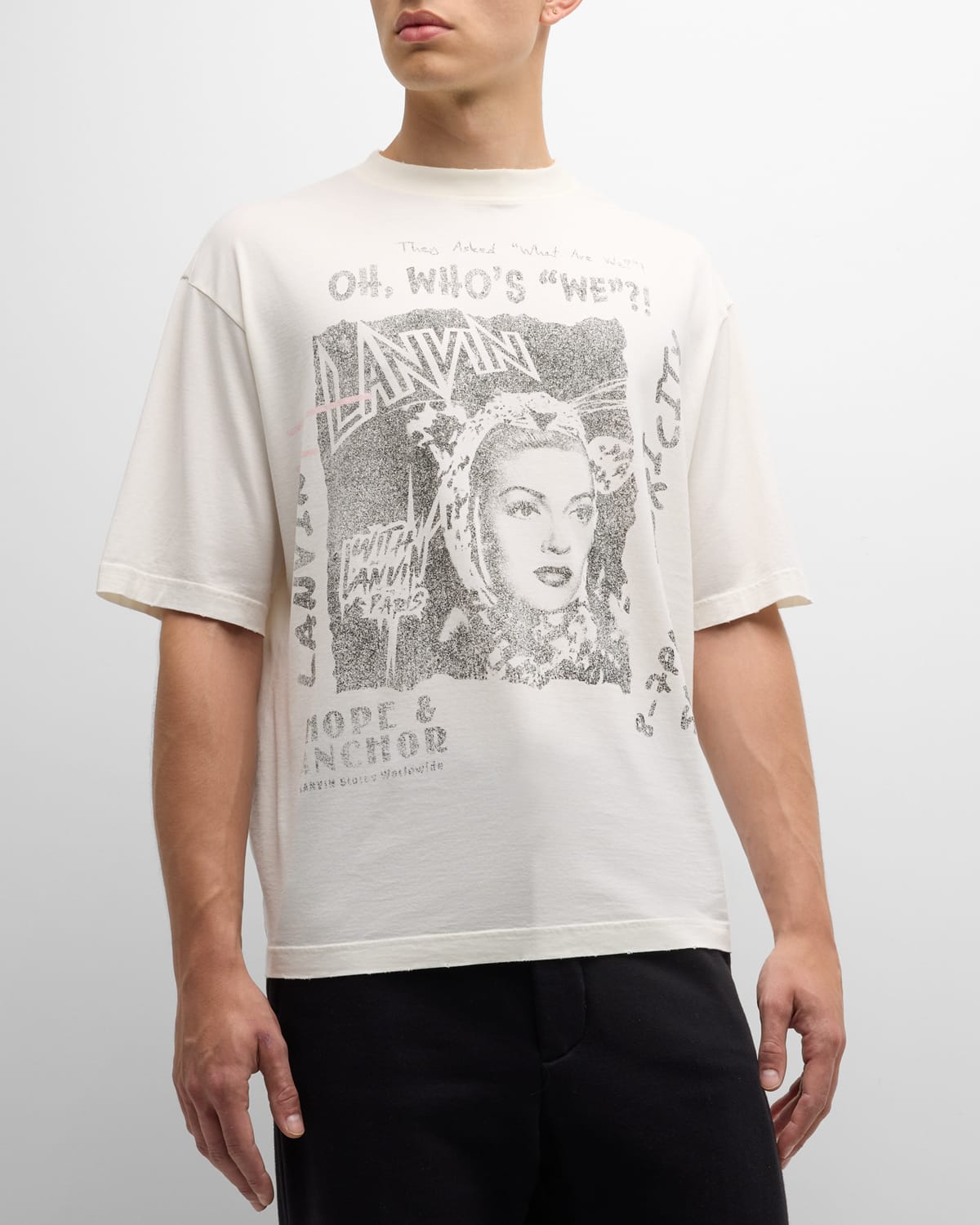 Shop Lanvin Men's Face-print T-shirt In White