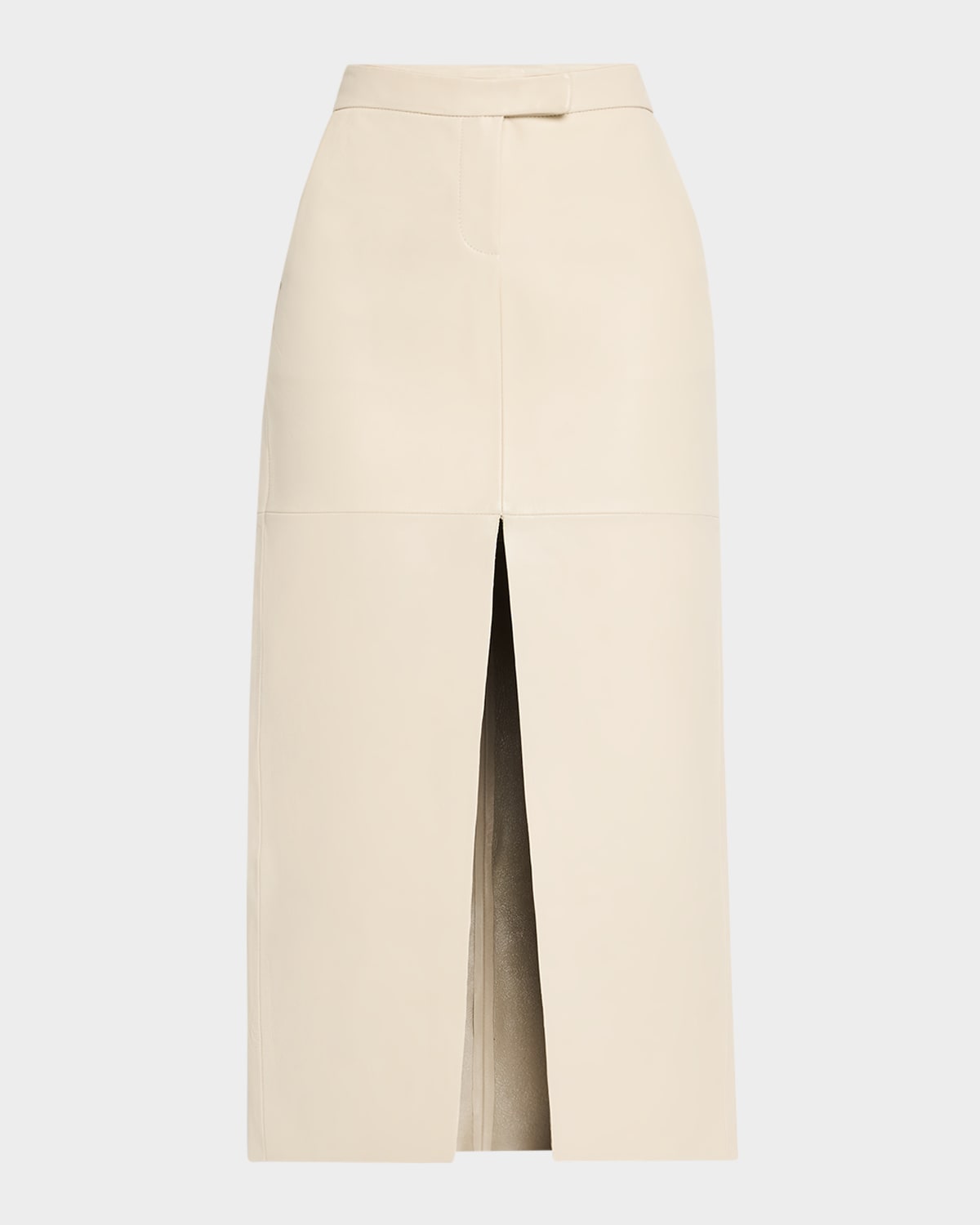 Shop Lamarque Abia Front-slit Leather Maxi Skirt In Bone