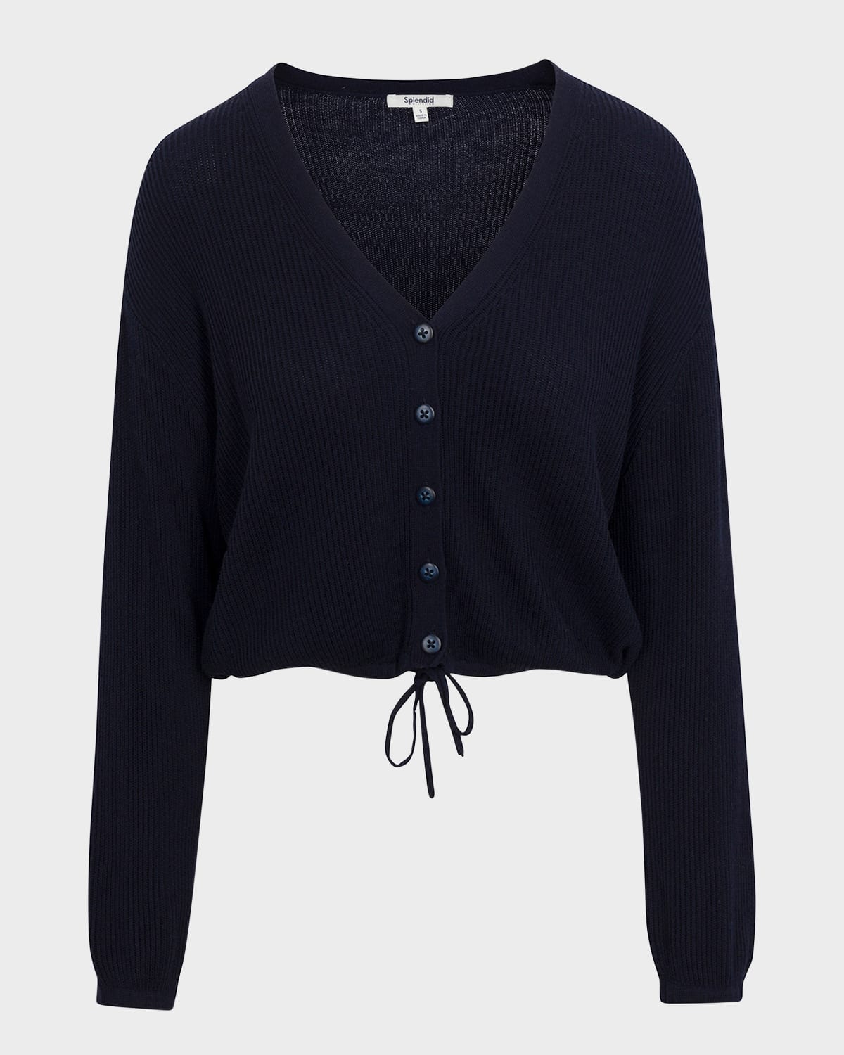Splendid Bri Rib-knit Drop-shoulder Cardigan In Navy