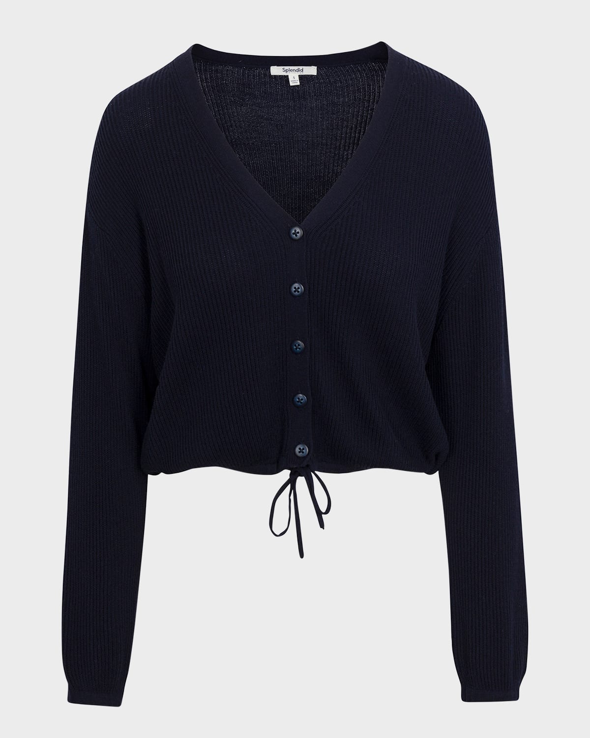 Shop Splendid Bri Rib-knit Drop-shoulder Cardigan In Navy