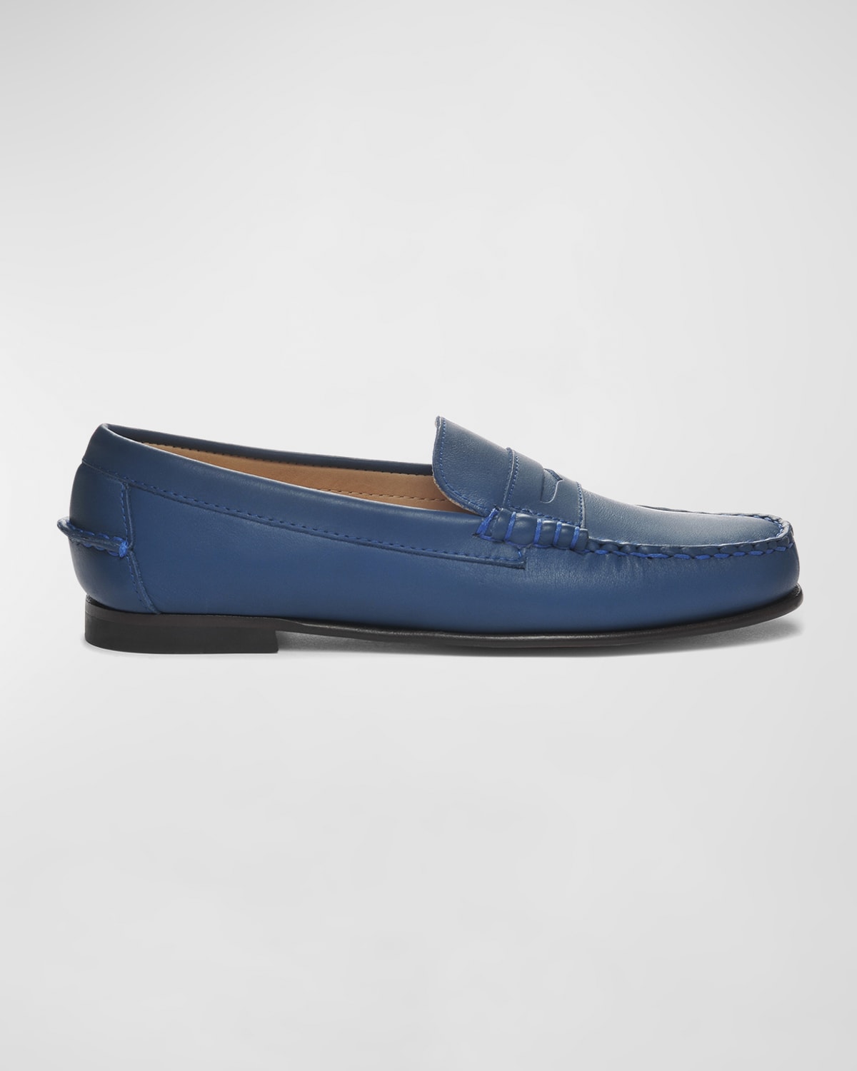 Shop Sebago Danielle Pop Leather Penny Loafers In Blue Limogue