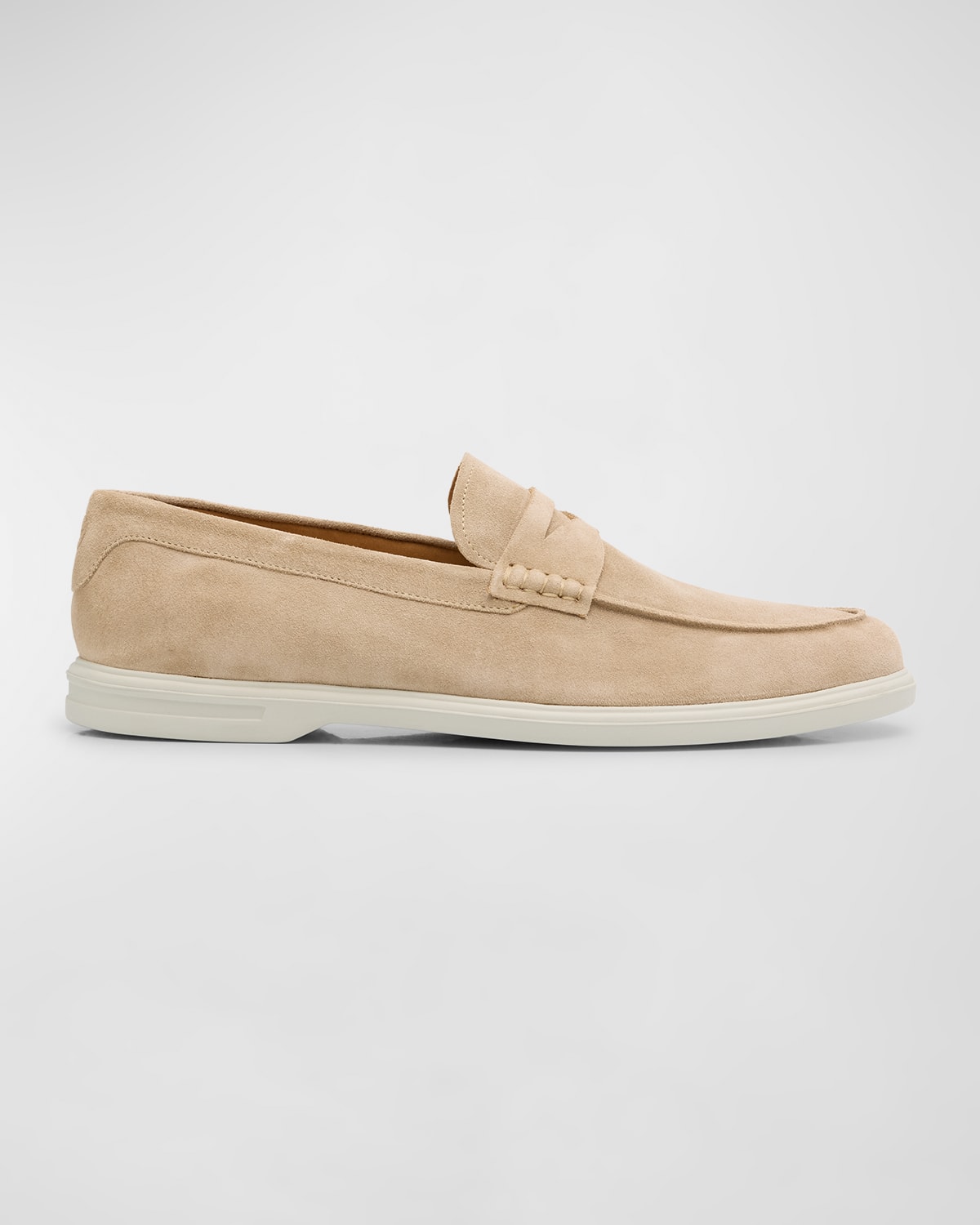 Shop Peter Millar Men's Excursionist Suede Penny Loafers In Sand