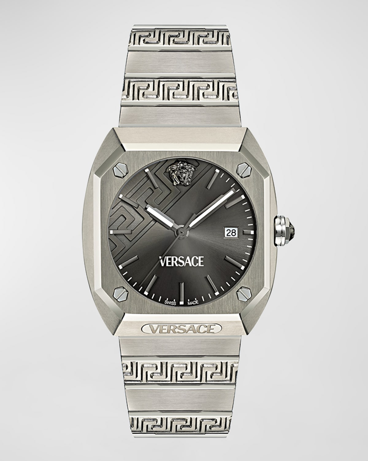 Shop Versace Men's Antares Titanium Bracelet Watch, 44x41.5mm In Titan Gray