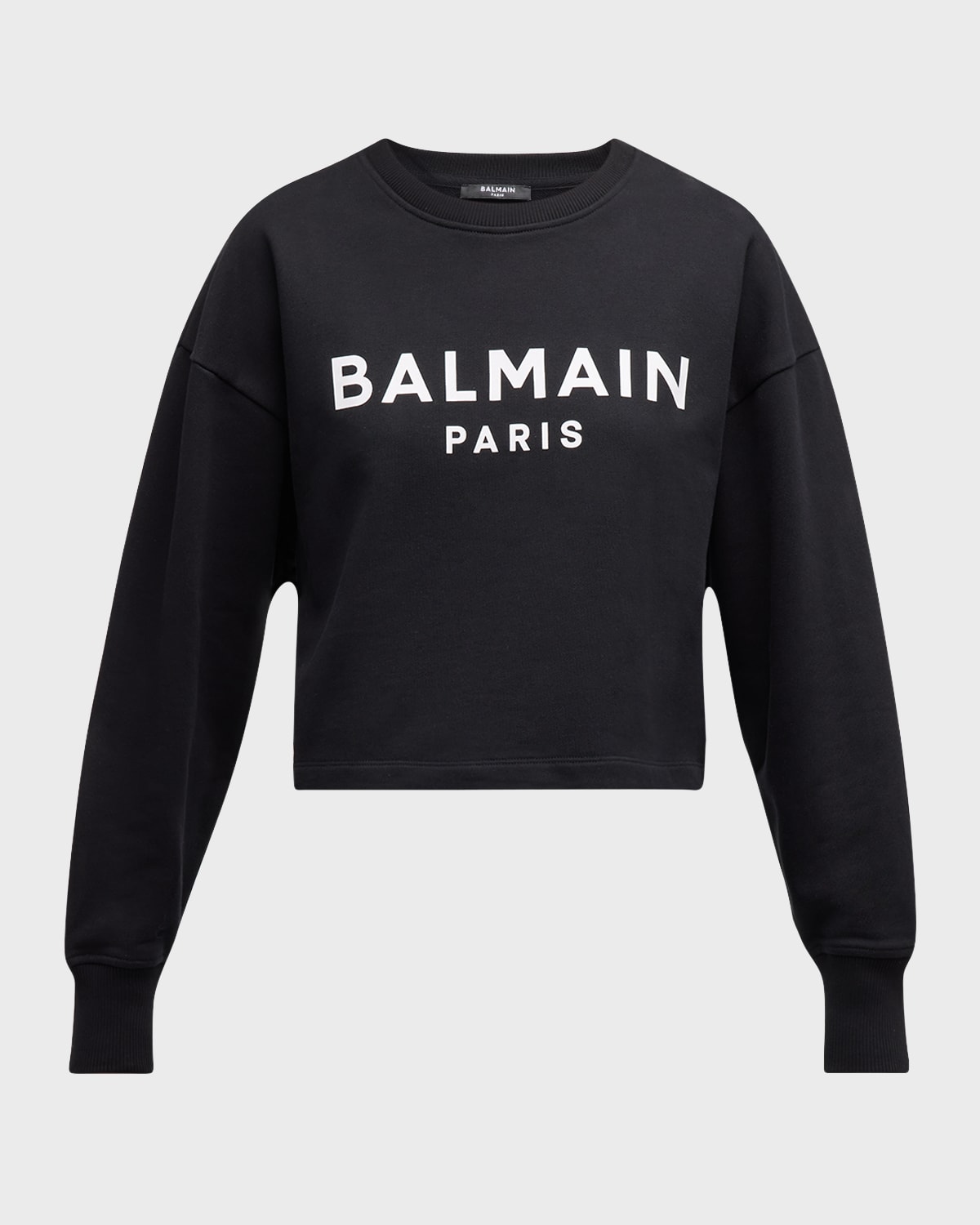 Shop Balmain Logo Bulky Crop Sweatshirt In Blk/white