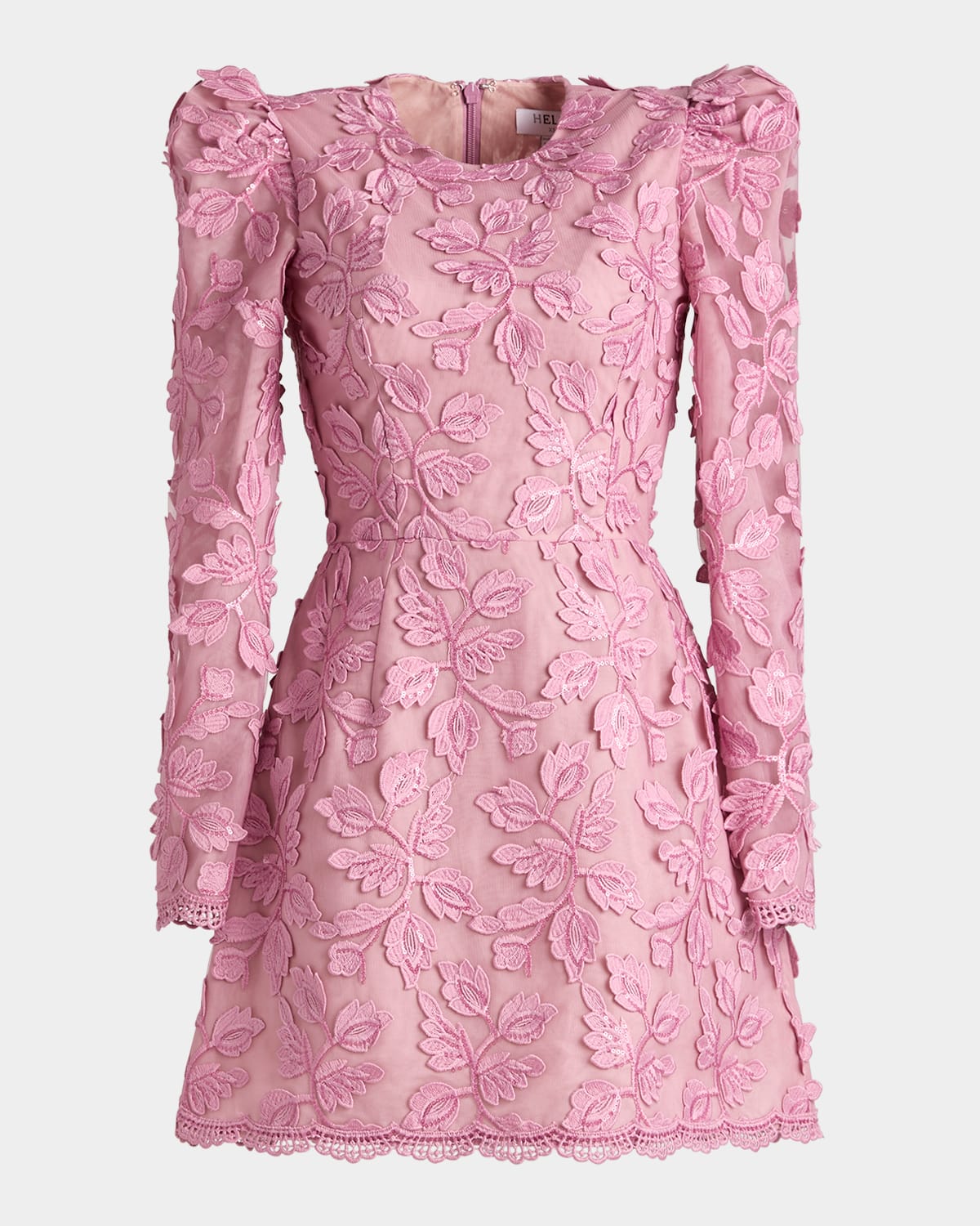 Christy Scalloped Floral Applique Mini Dress