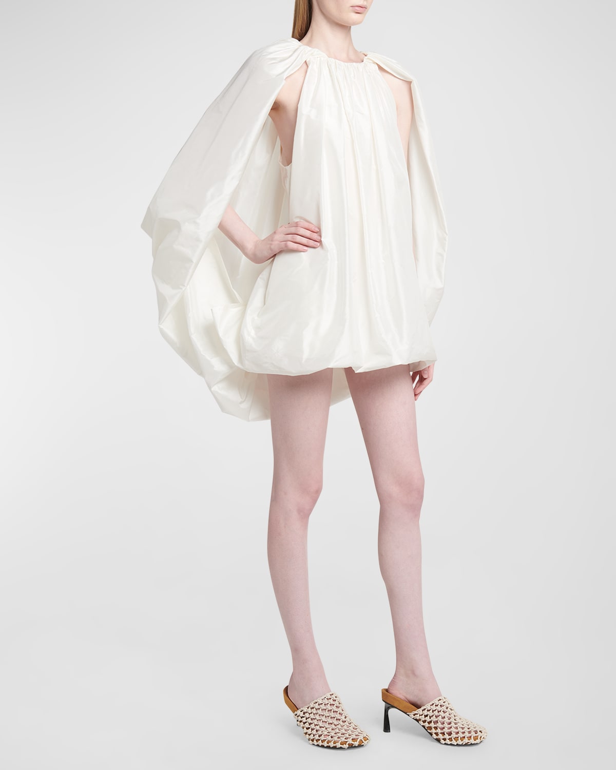 Shop Stella Mccartney Bubble Mini Dress With Cape Back In White