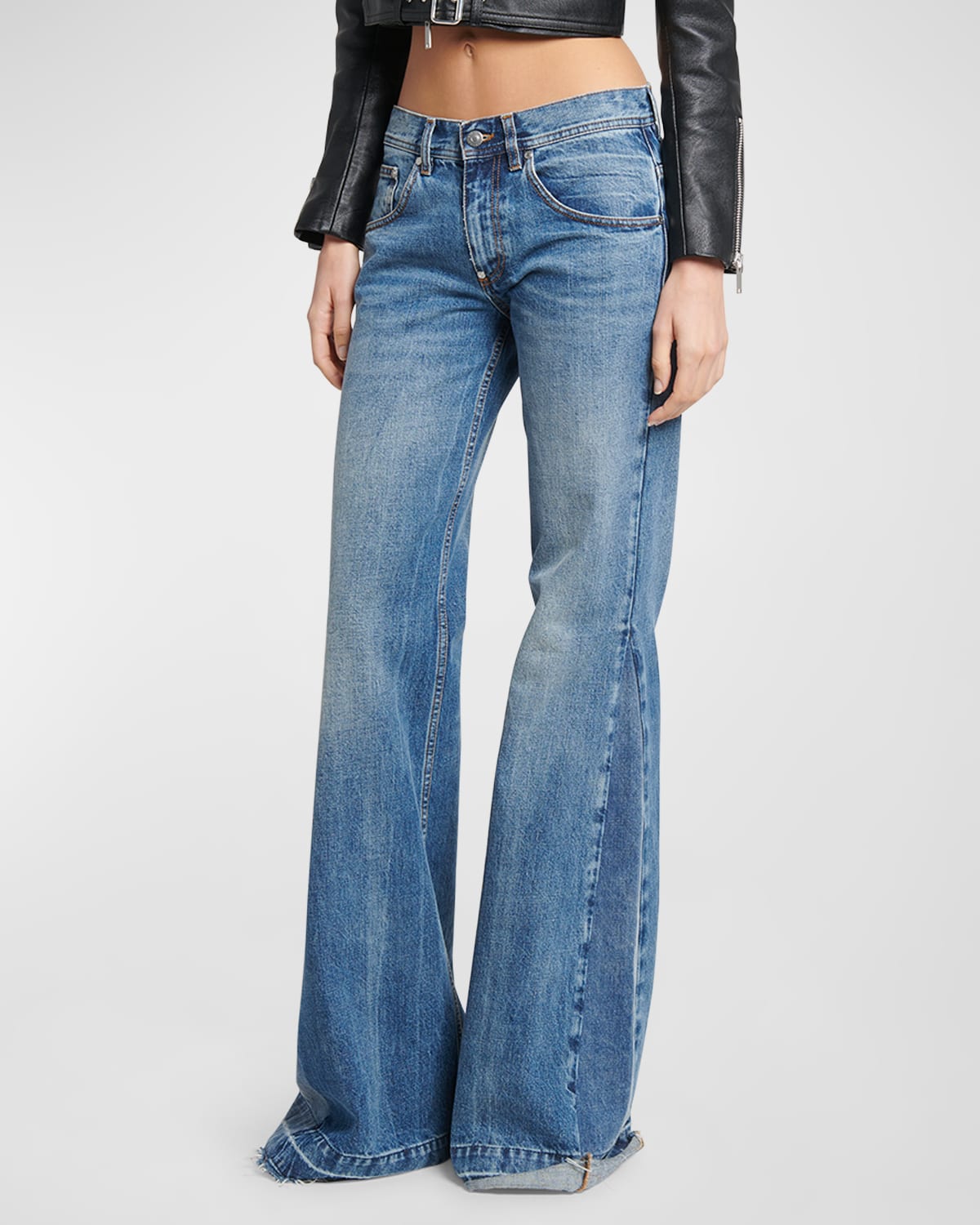 Shop Stella Mccartney New Longer Flare Jeans In Mid Blue V