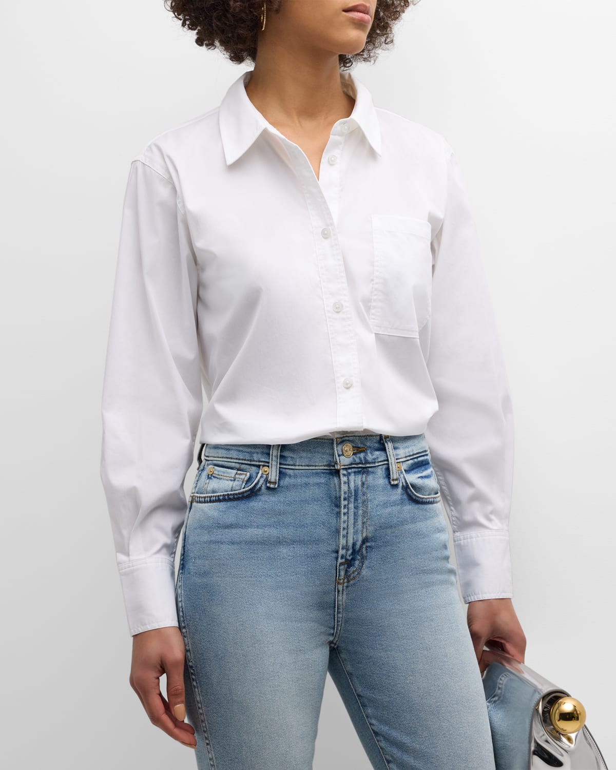 Shop 7 For All Mankind Everyday Button-front Shirt In White