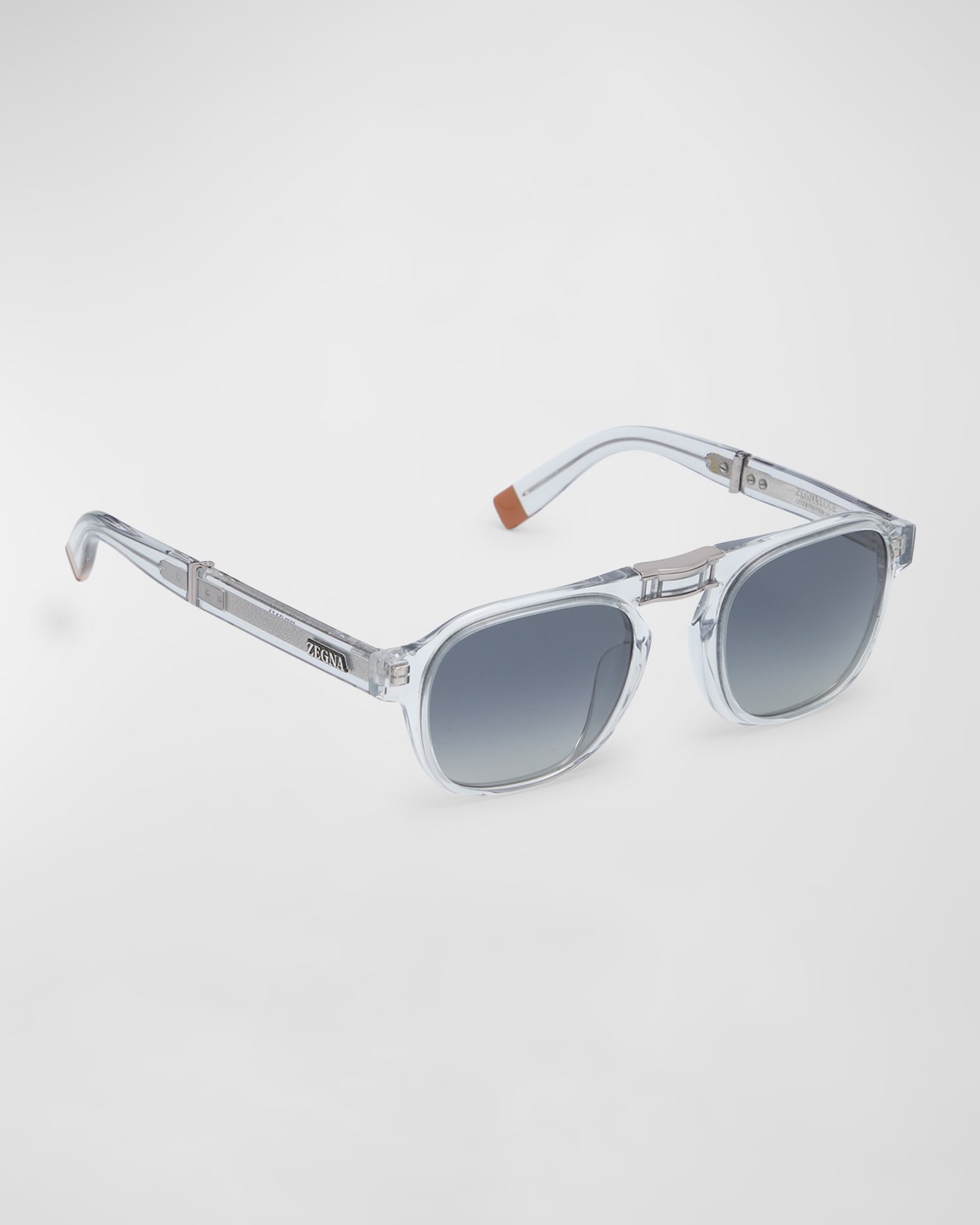 Shop Zegna Men's Polarized Acetate Square Sunglasses In Grey Smoke Polarized