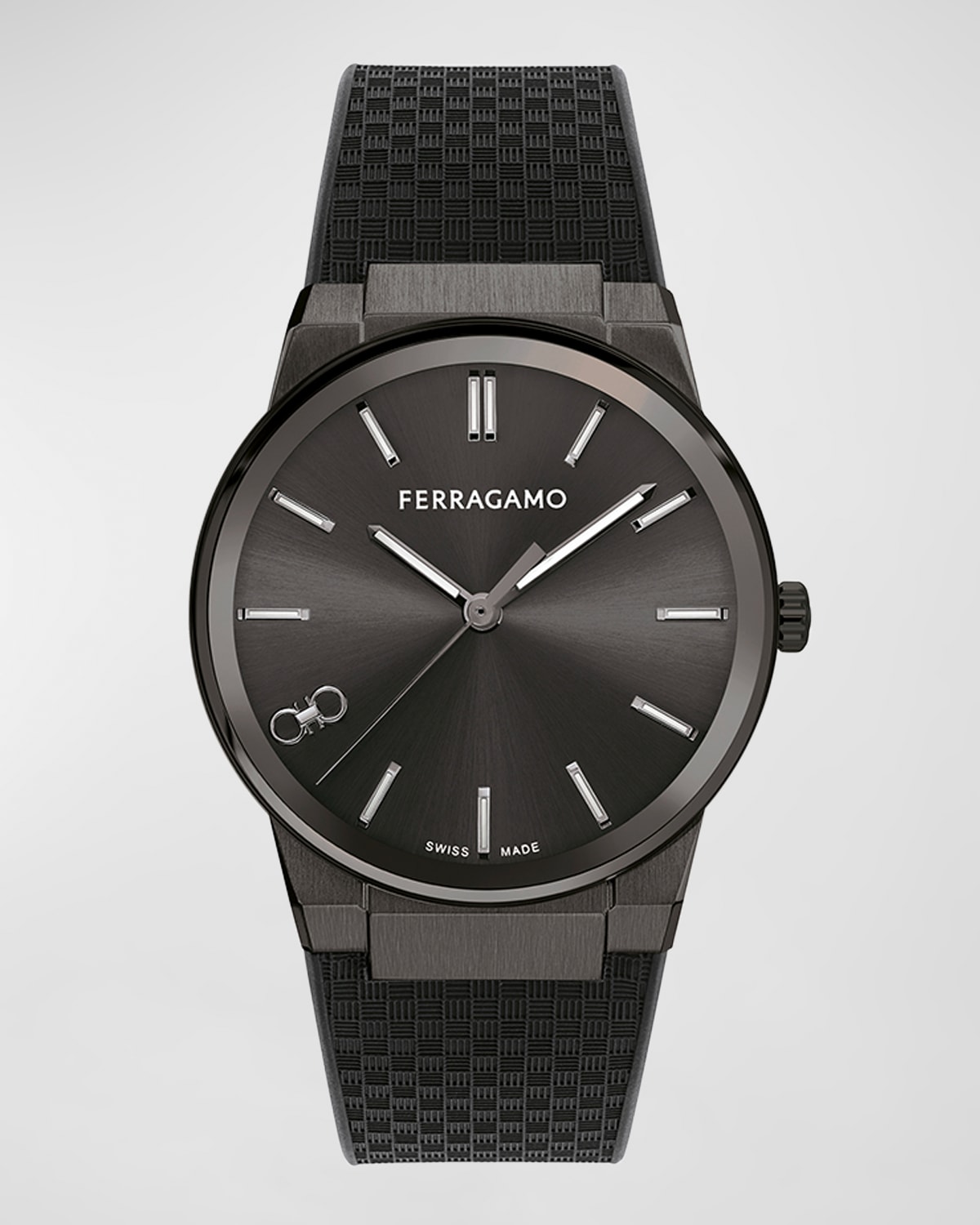 Shop Ferragamo Men's Infinity Sapphire Ip Black Rubber-strap Watch, 41mm