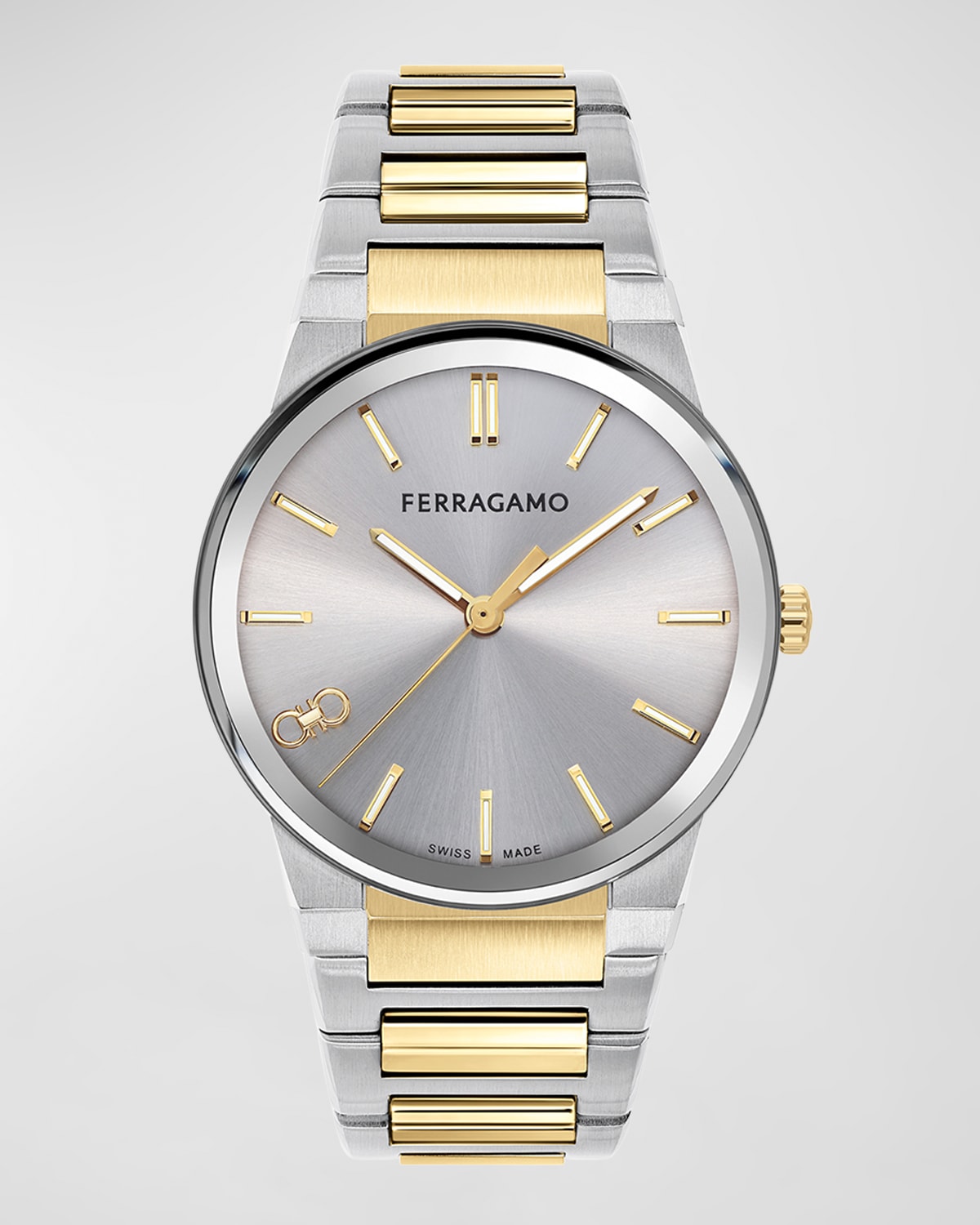 Shop Ferragamo Men's Infinity Sapphire Two-tone Bracelet Watch, 41mm In Silver Gold