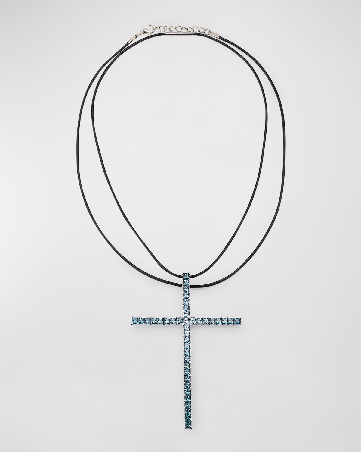 18K White Gold Spinel Cross Pendant Necklace